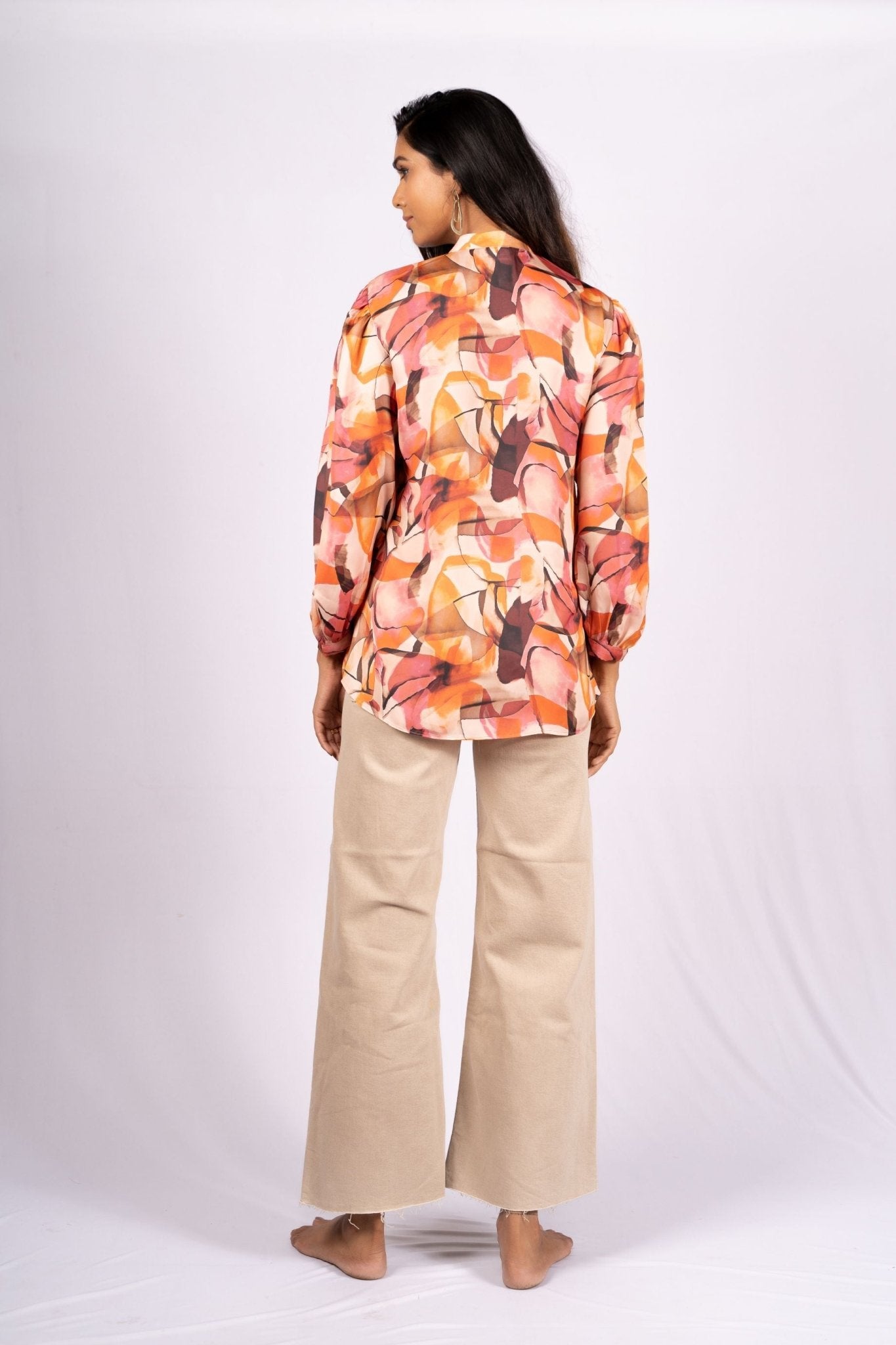Marble Pleated Satin Top - doeraa