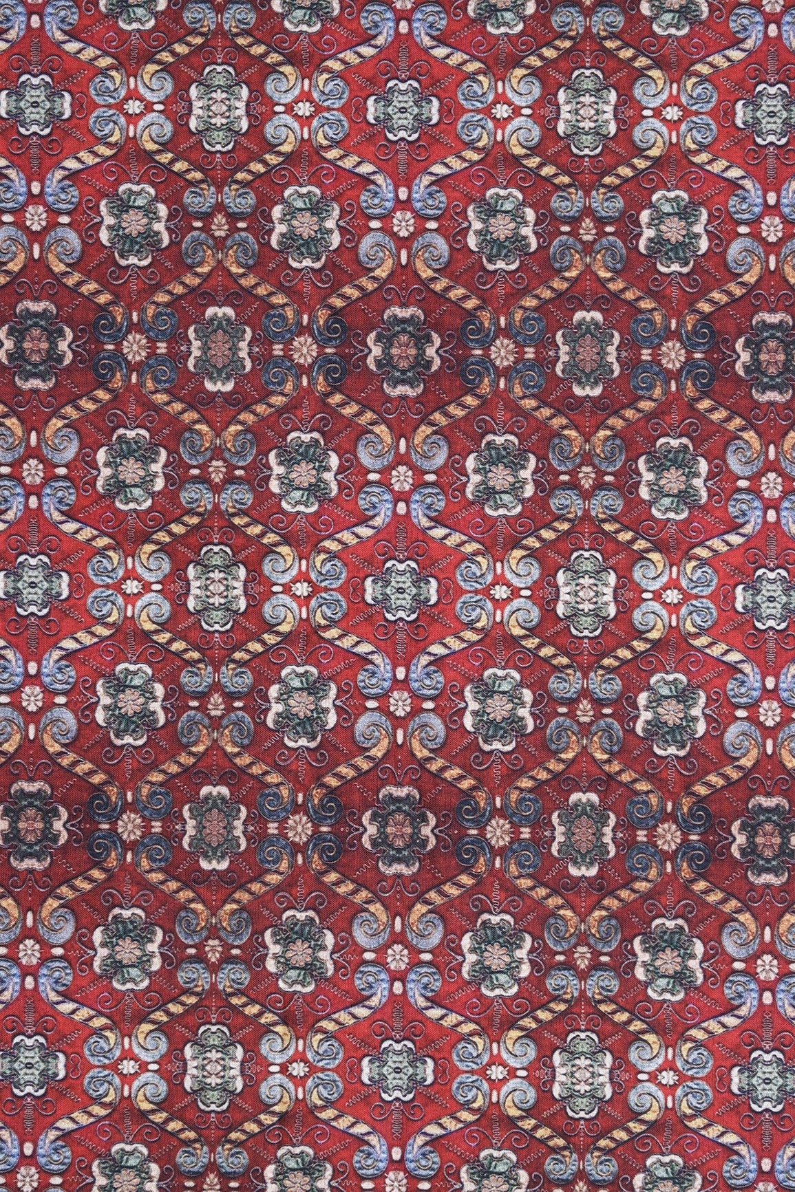 Maroon Trellis Pattern Digital Print On Mix Polyester Fabric - doeraa
