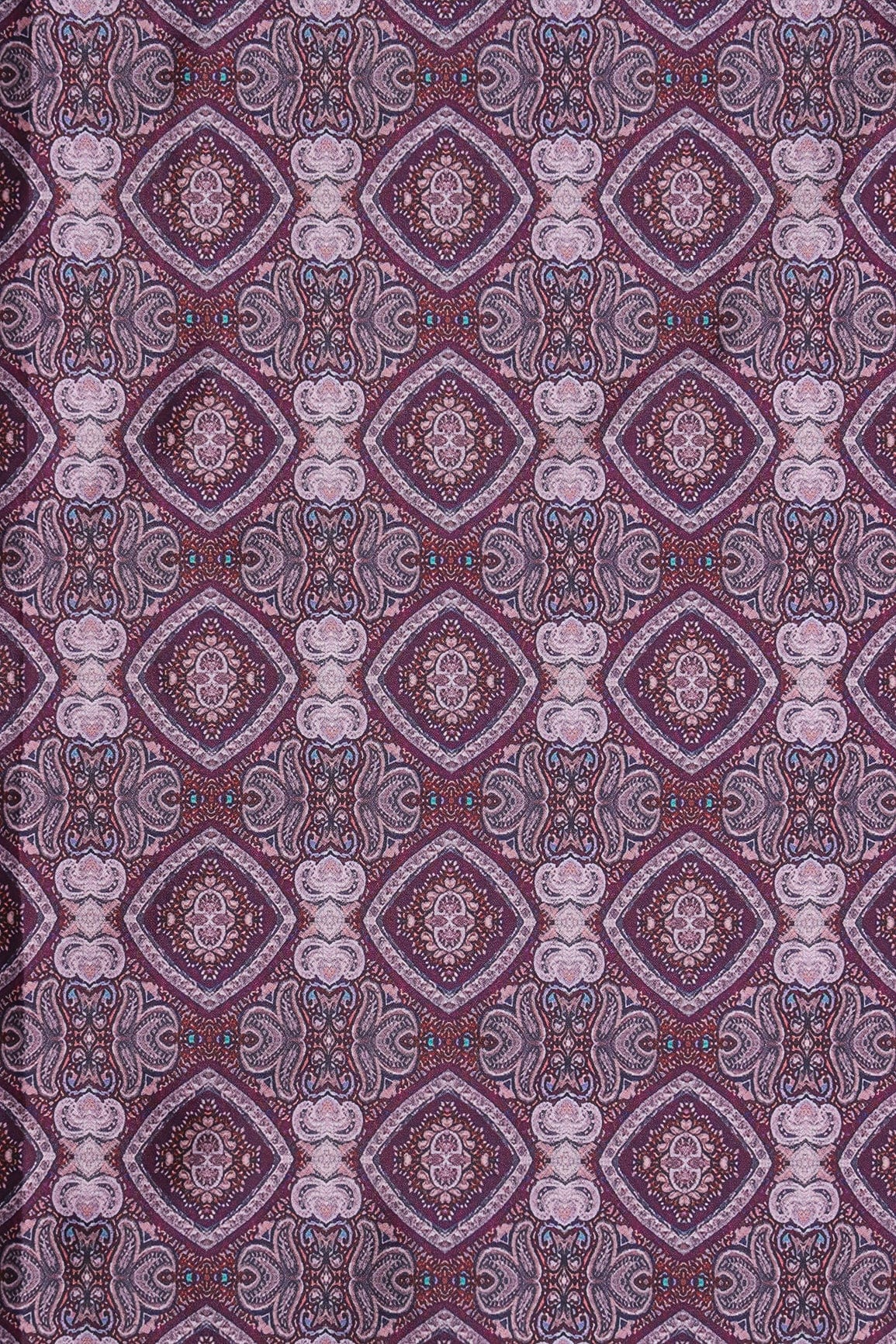 Mauve Traditional Pattern Digital Print On Wine French Crepe Fabric - doeraa