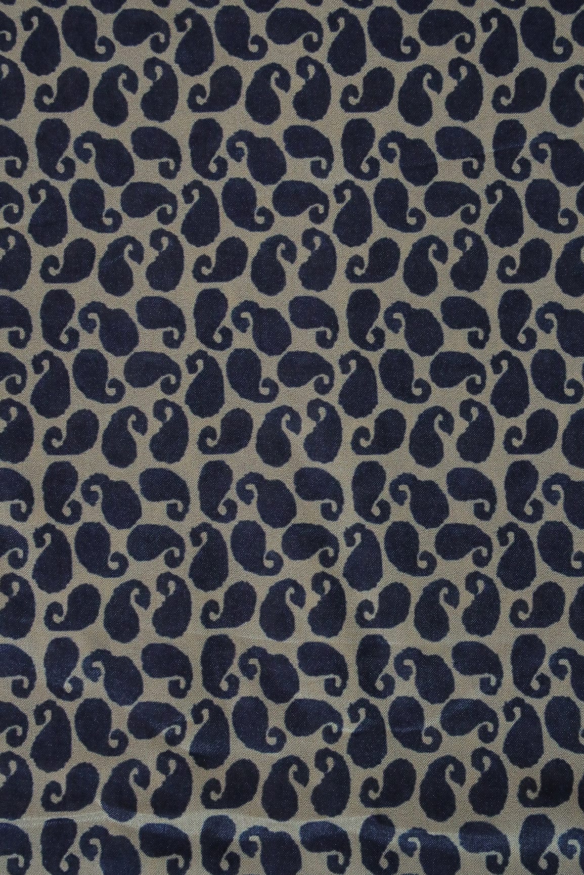 Motif Digital Print Design on White Tussar Silk Fabric - doeraa