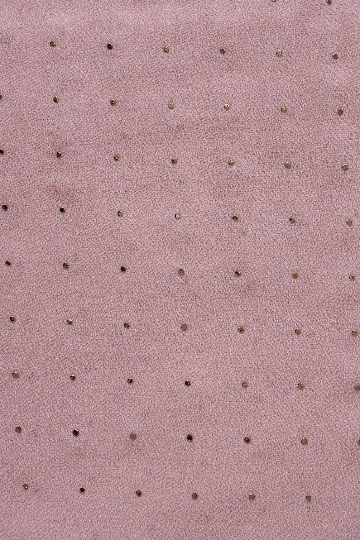 Mukaish Work On Light Peach Viscose Georgette Fabric - doeraa