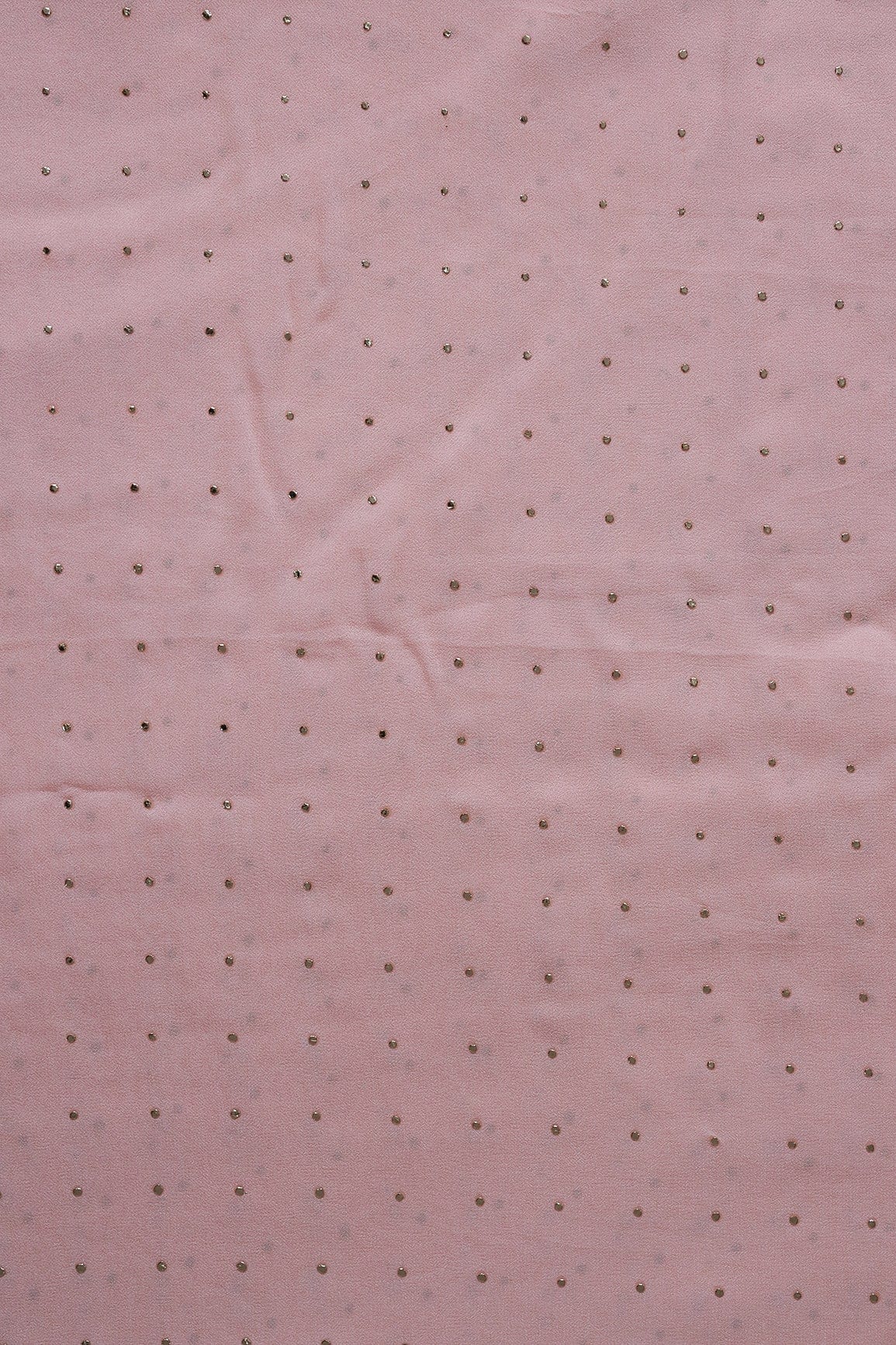 Mukaish Work On Light Peach Viscose Georgette Fabric - doeraa
