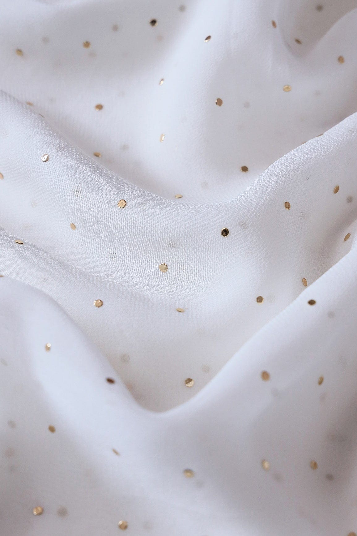 Mukaish Work On White Dyeable Viscose Georgette Fabric - doeraa