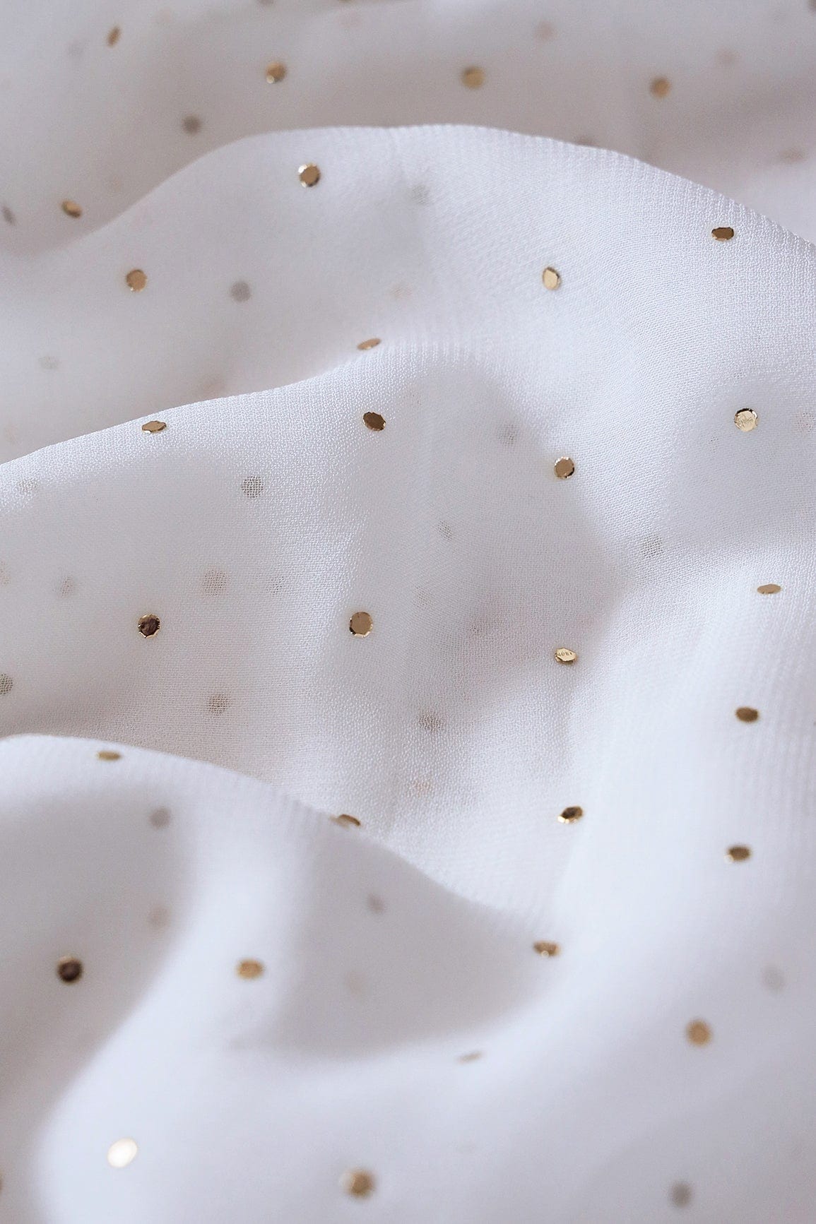 Mukaish Work On White Dyeable Viscose Georgette Fabric - doeraa