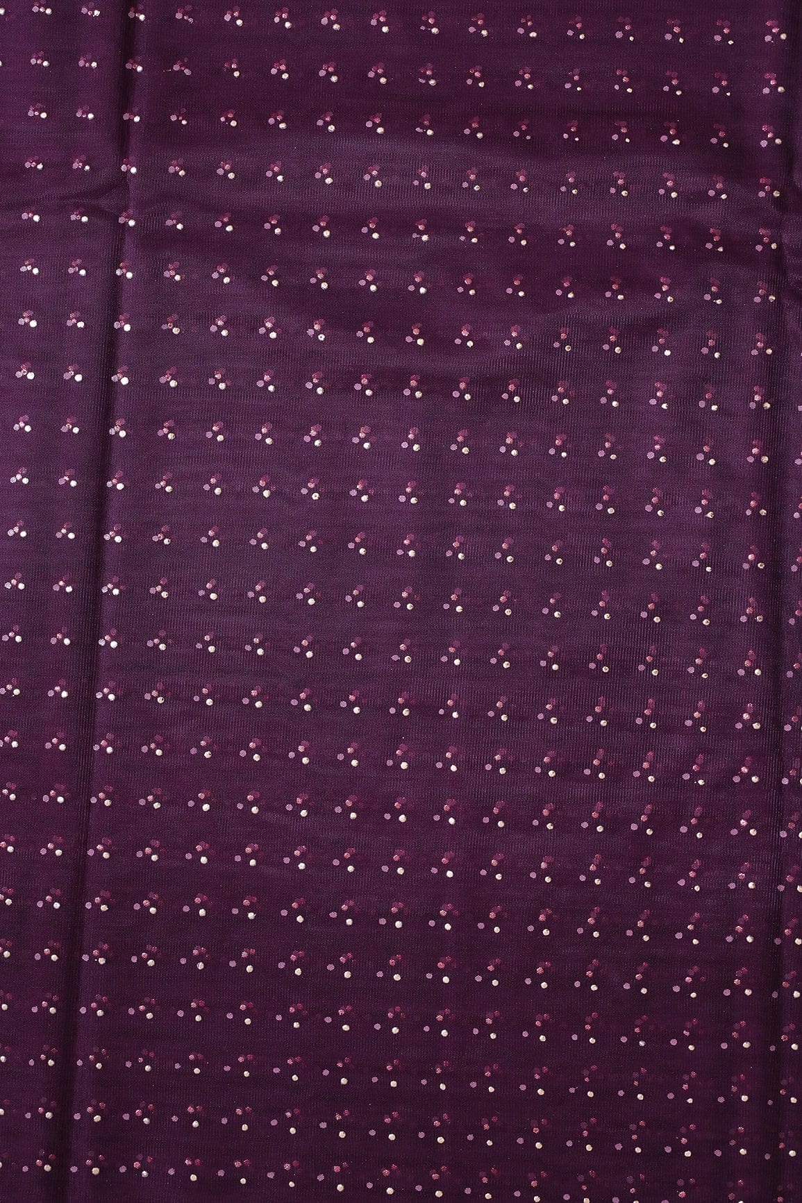 Mukaish Work On Wine Soft Net Fabric - doeraa