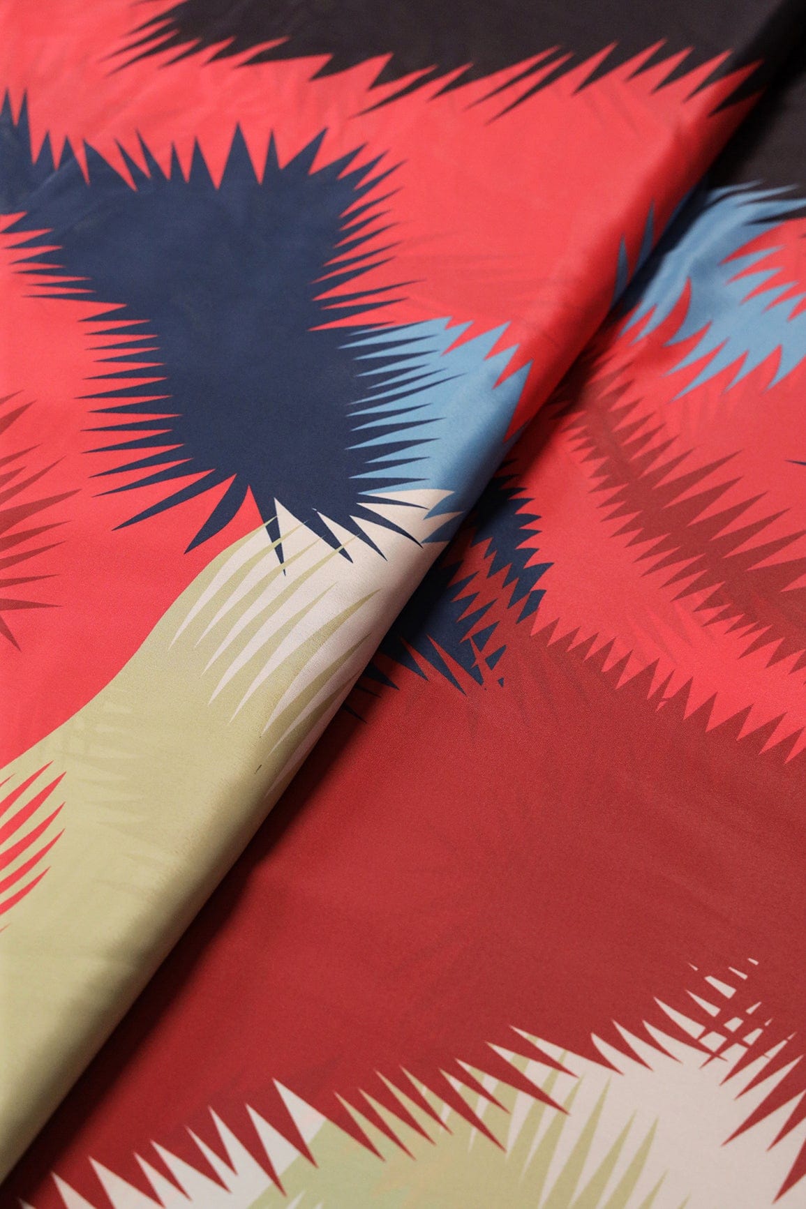 Multi Color Abstract Digital Print On Maroon Crepe Fabric - doeraa