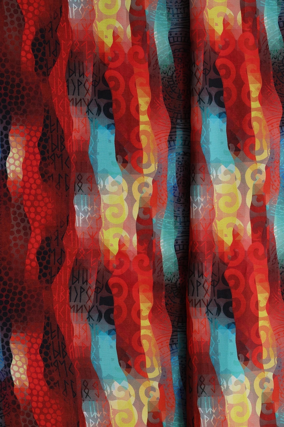 Multi Color Abstract Pattern Digital Print On Heavy Multi Polyester Fabric - doeraa