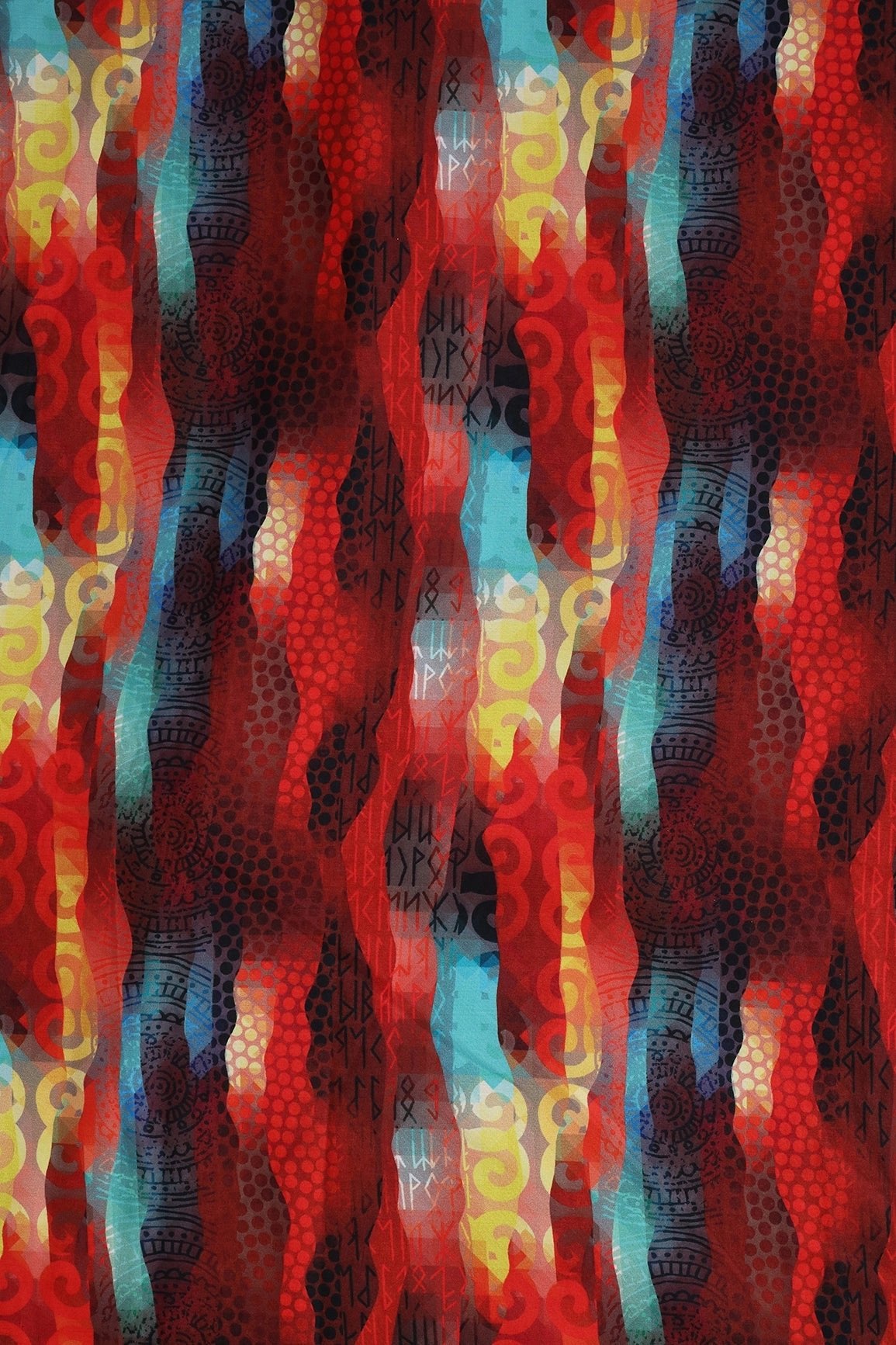 Multi Color Abstract Pattern Digital Print On Mix Polyester Fabric - doeraa