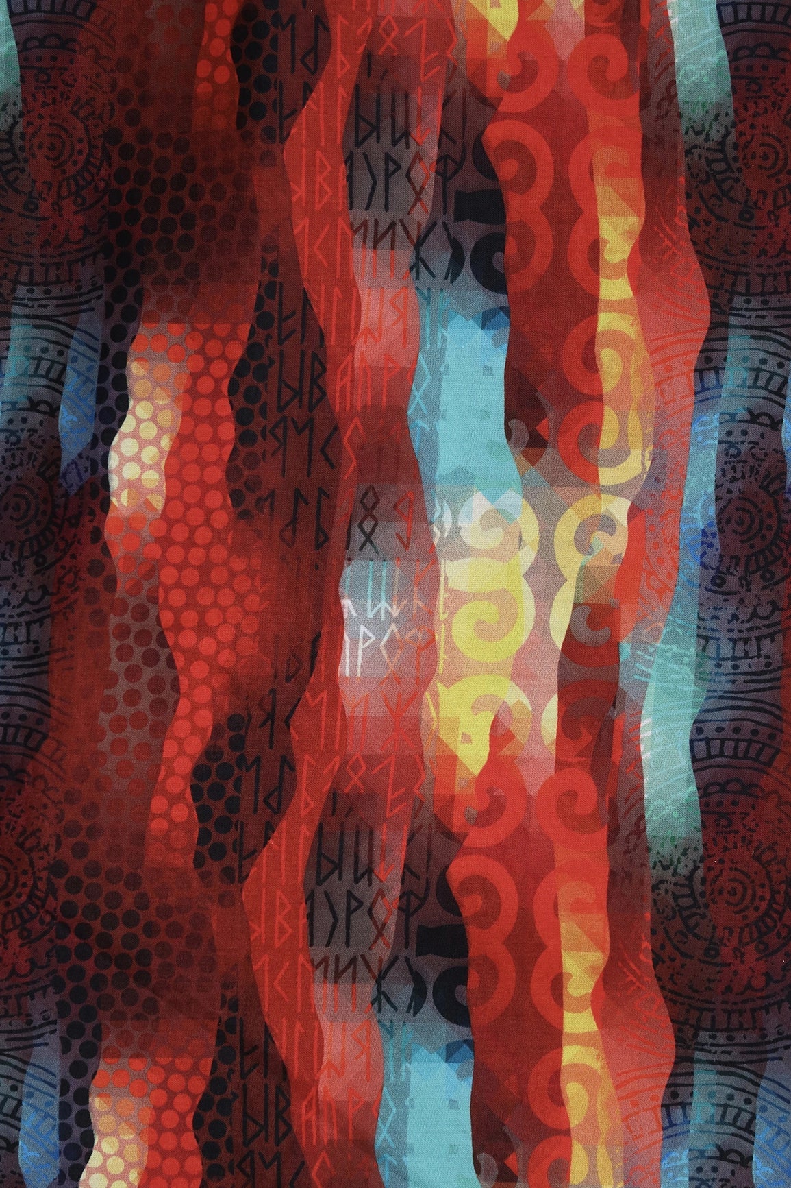 Multi Color Abstract Pattern Digital Print On Mix Polyester Fabric - doeraa