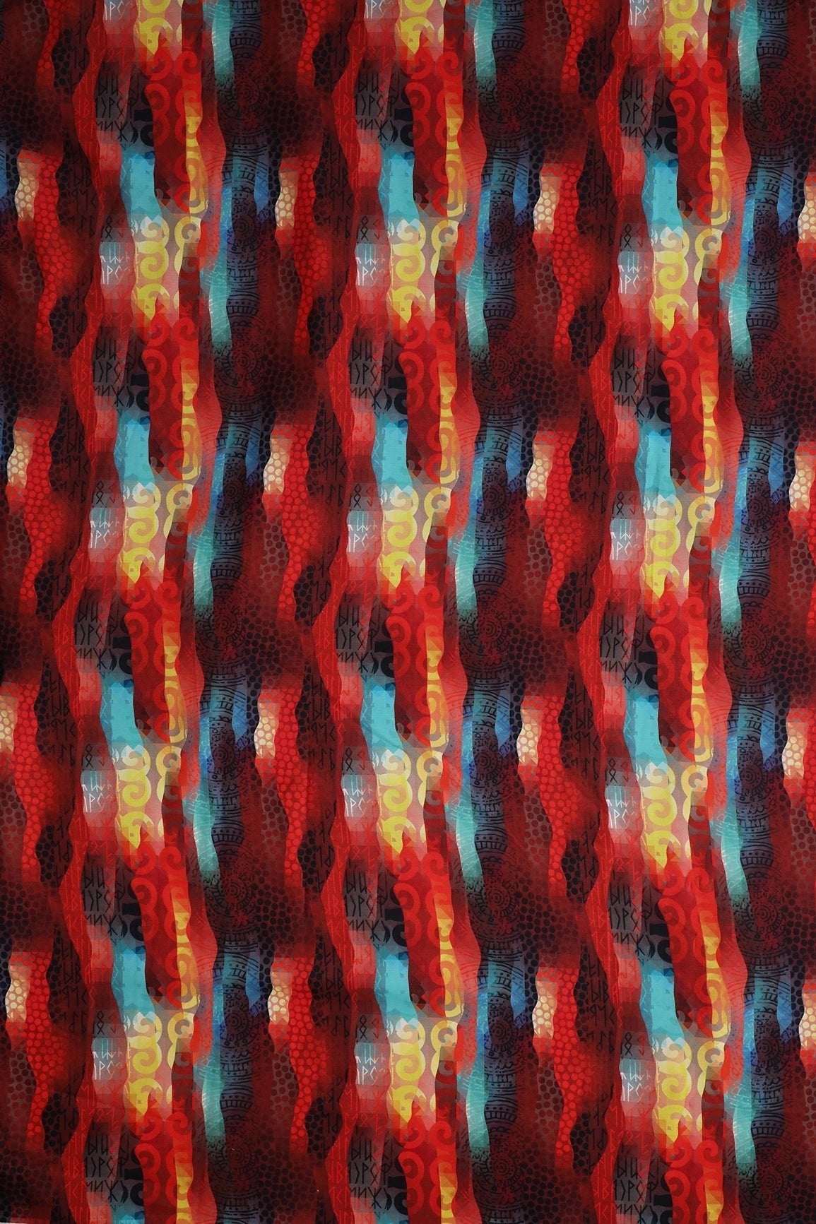 Multi Color Abstract Pattern Digital Print On Mix Polyester Fabric - doeraa