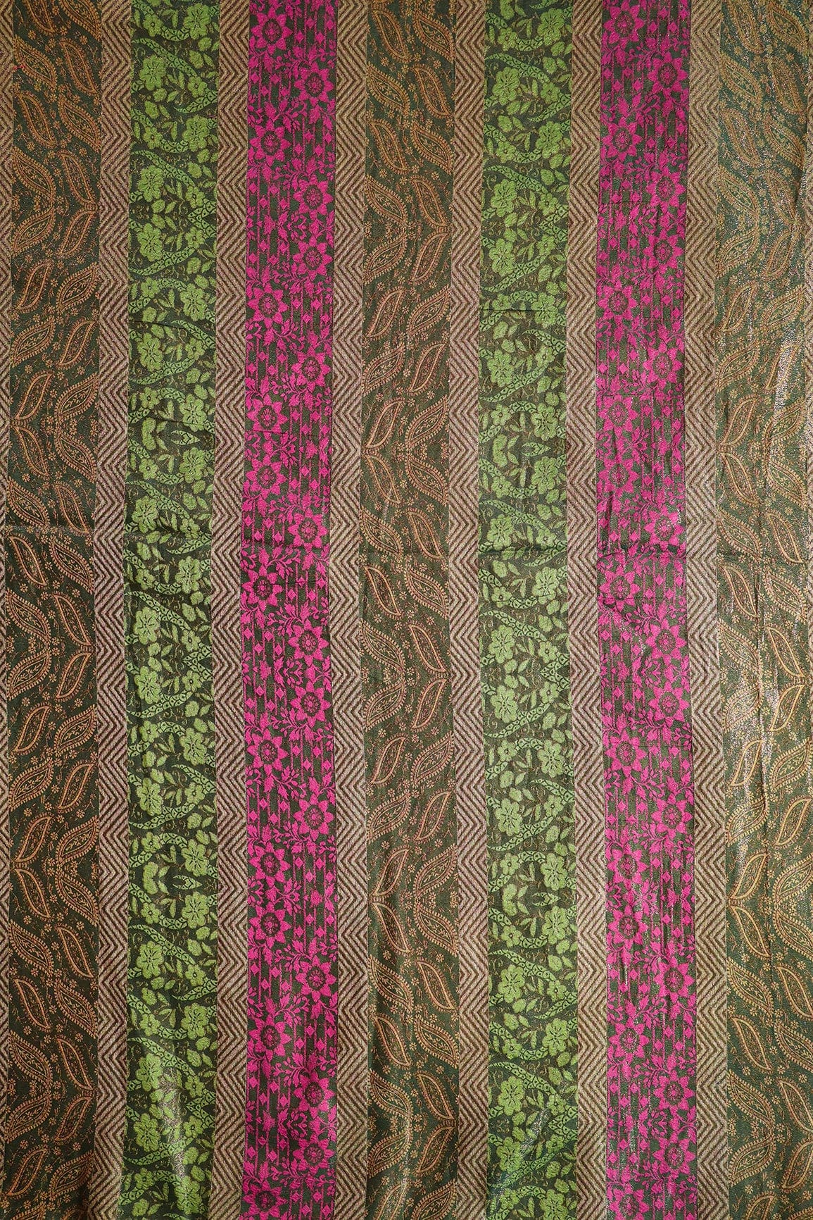 Multi Color Floral Banarasi Zari Jacquard Fabric - doeraa