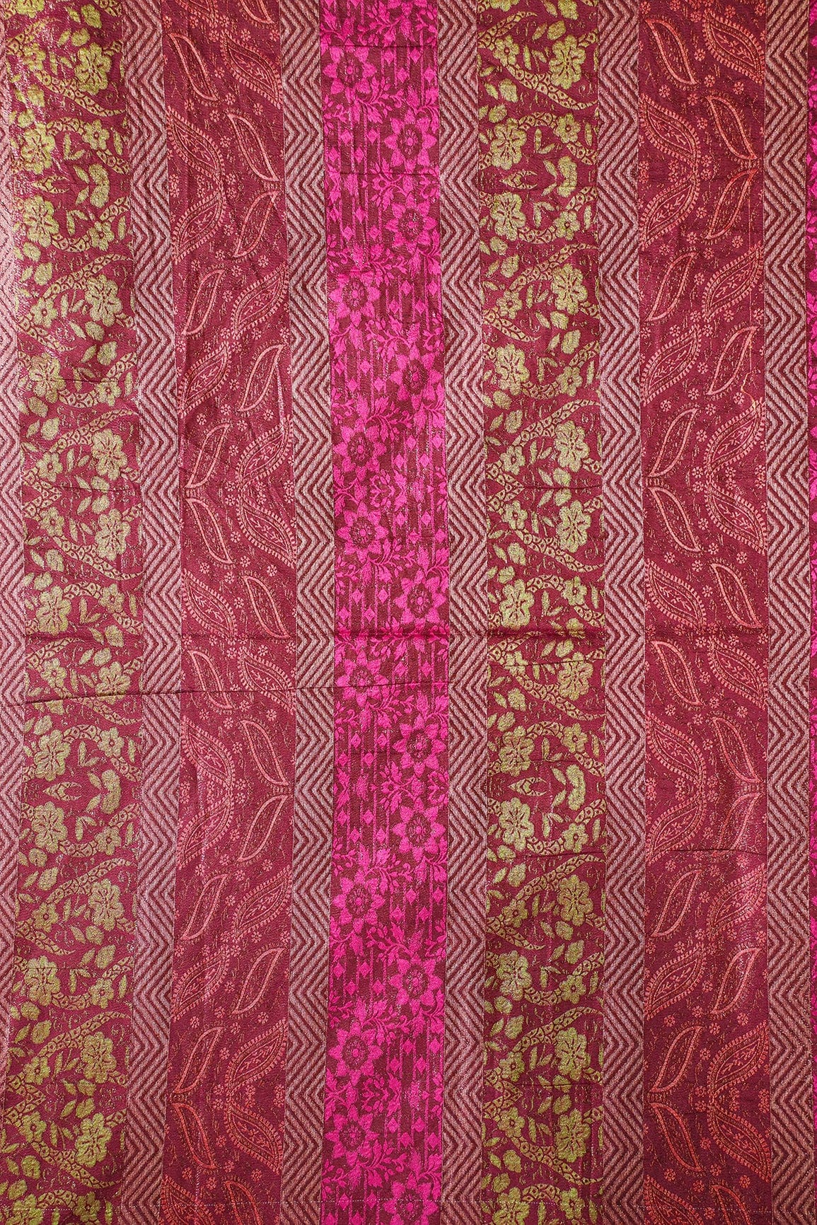 Multi Color Floral Banarasi Zari Jacquard Fabric - doeraa