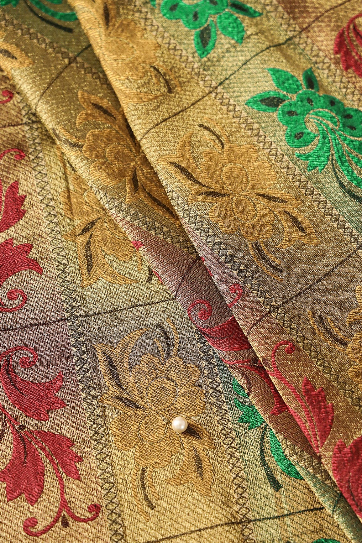 Navy Blue Pure Jacquard Fabric with Sona Chandi Zari – Perfect for Bridal & Festive Ensembles