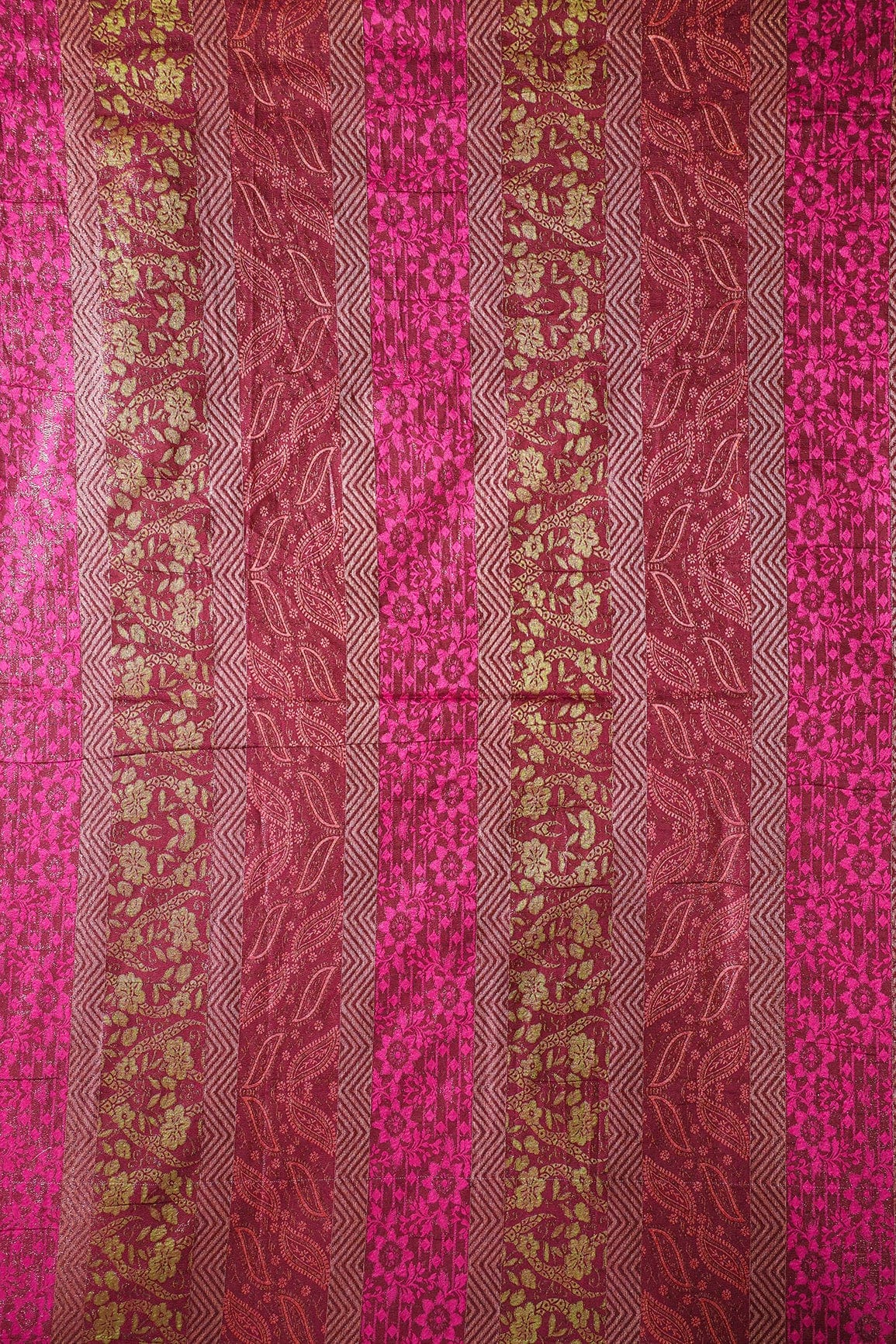 Multi Color Floral Banarasi Zari Jacquard Fabric - doeraa