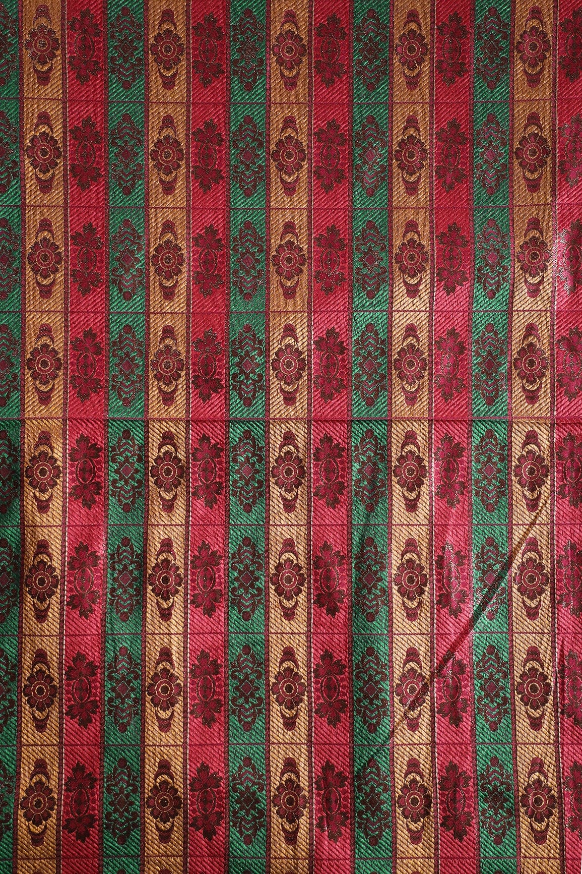 Multi Color Floral Banarasi Zari Jacquard Fabric - doeraa