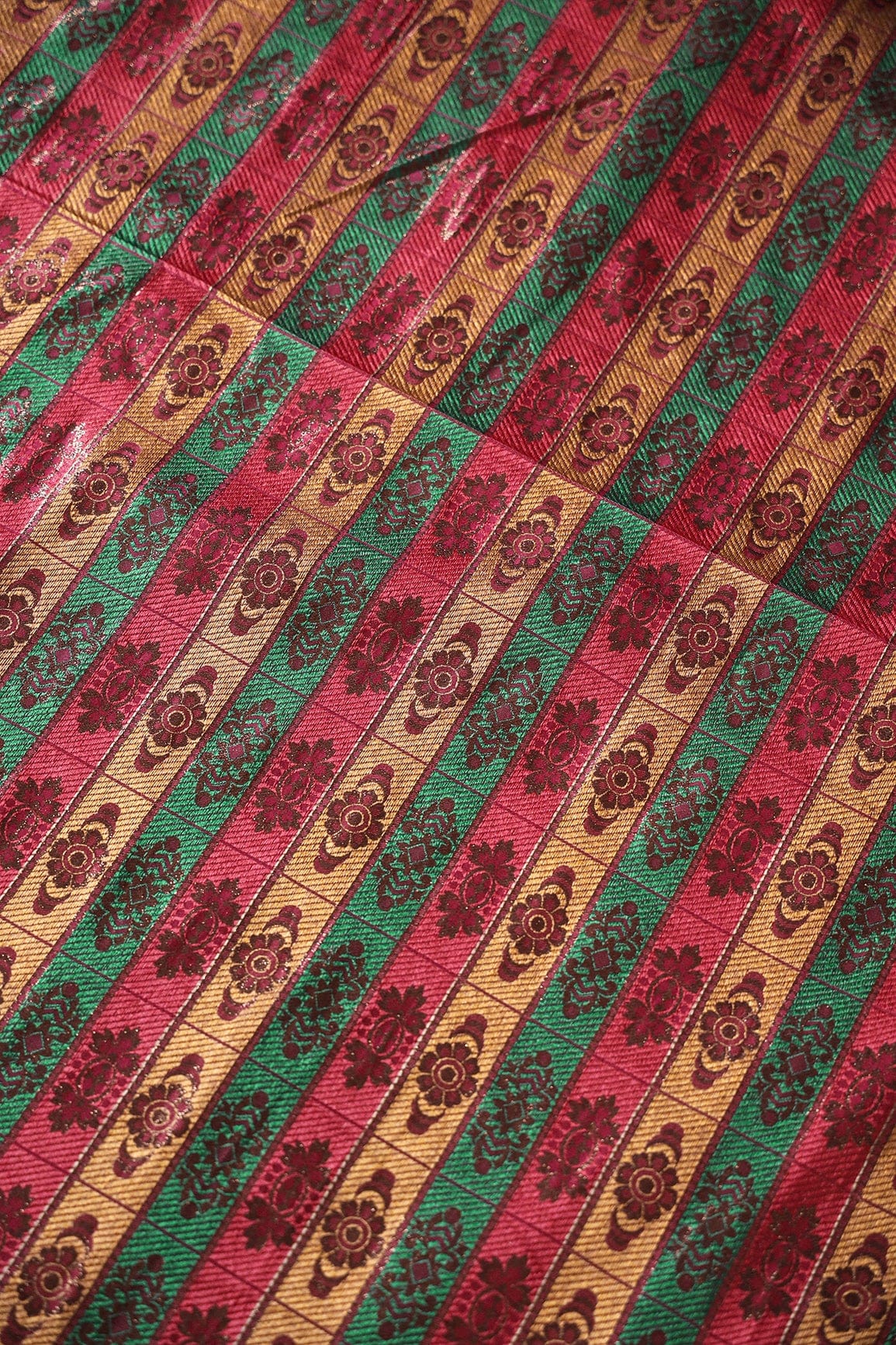 Multi Color Floral Banarasi Zari Jacquard Fabric - doeraa