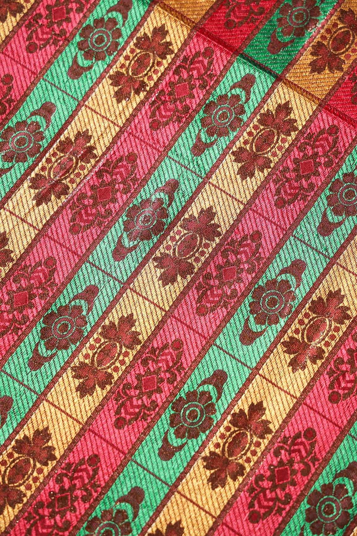 Multi Color Floral Banarasi Zari Jacquard Fabric - doeraa