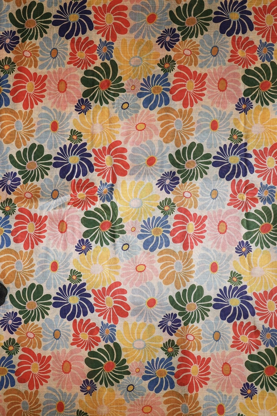 Multi Color Floral Pattern Digital Print On Mulberry Silk Fabric - doeraa