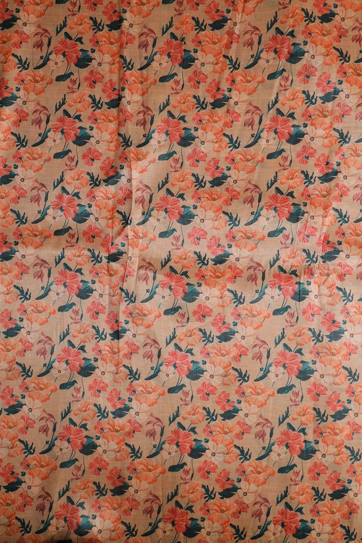 Multi Color Floral Pattern Digital Print On Mulberry Silk Fabric - doeraa