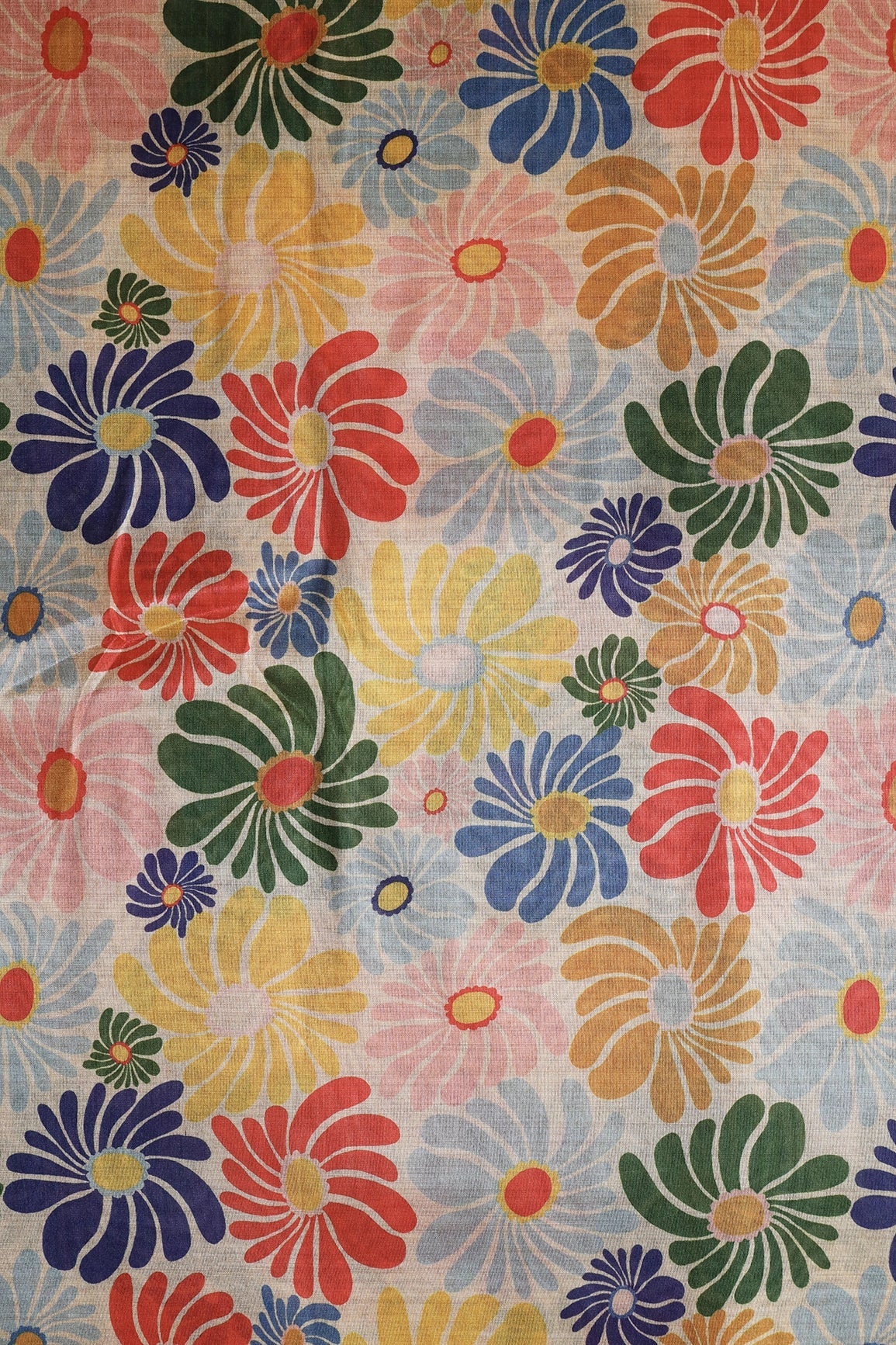 Multi Color Floral Pattern Digital Print On Mulberry Silk Fabric - doeraa
