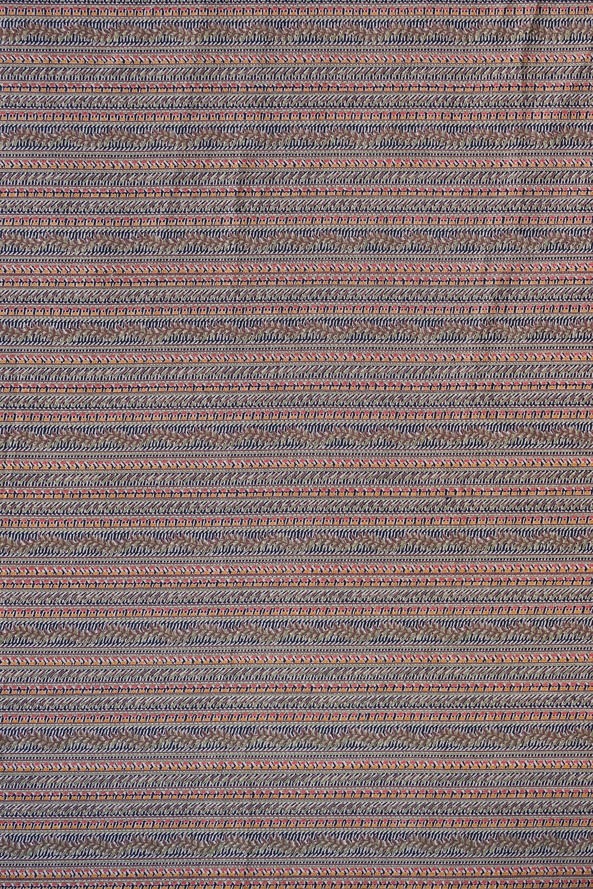 Multi Color Geometric Pattern Screen Print Chanderi Silk Fabric - doeraa