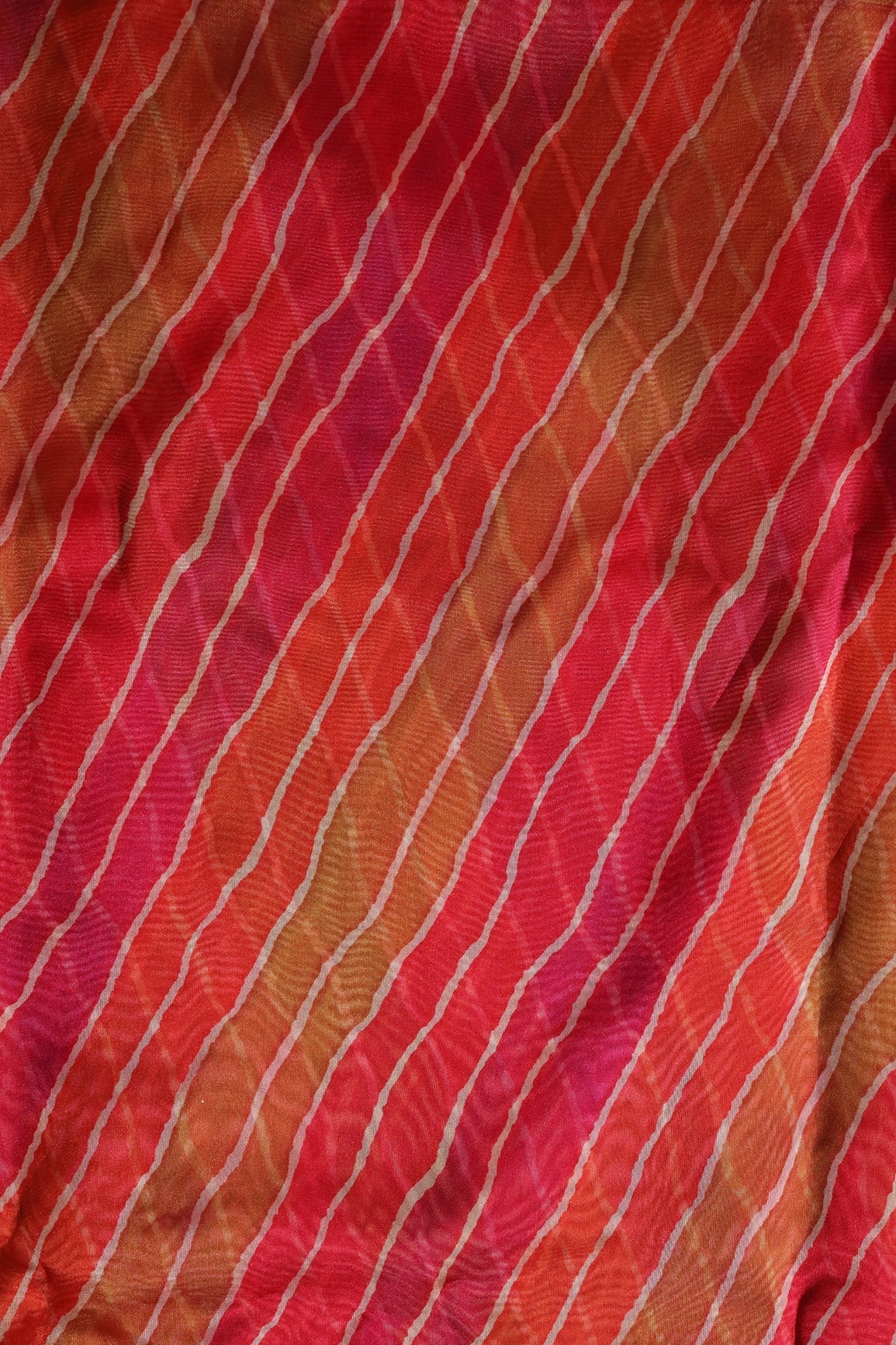Multi Color Leheriya Pattern Digital Print Organza Fabric - doeraa