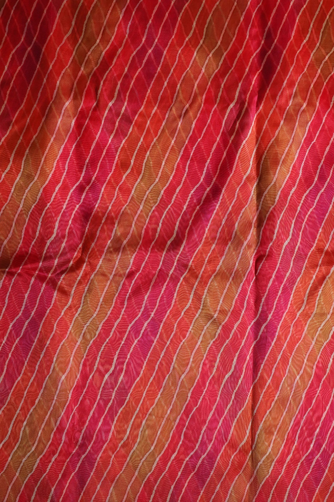 Multi Color Leheriya Pattern Digital Print Organza Fabric - doeraa