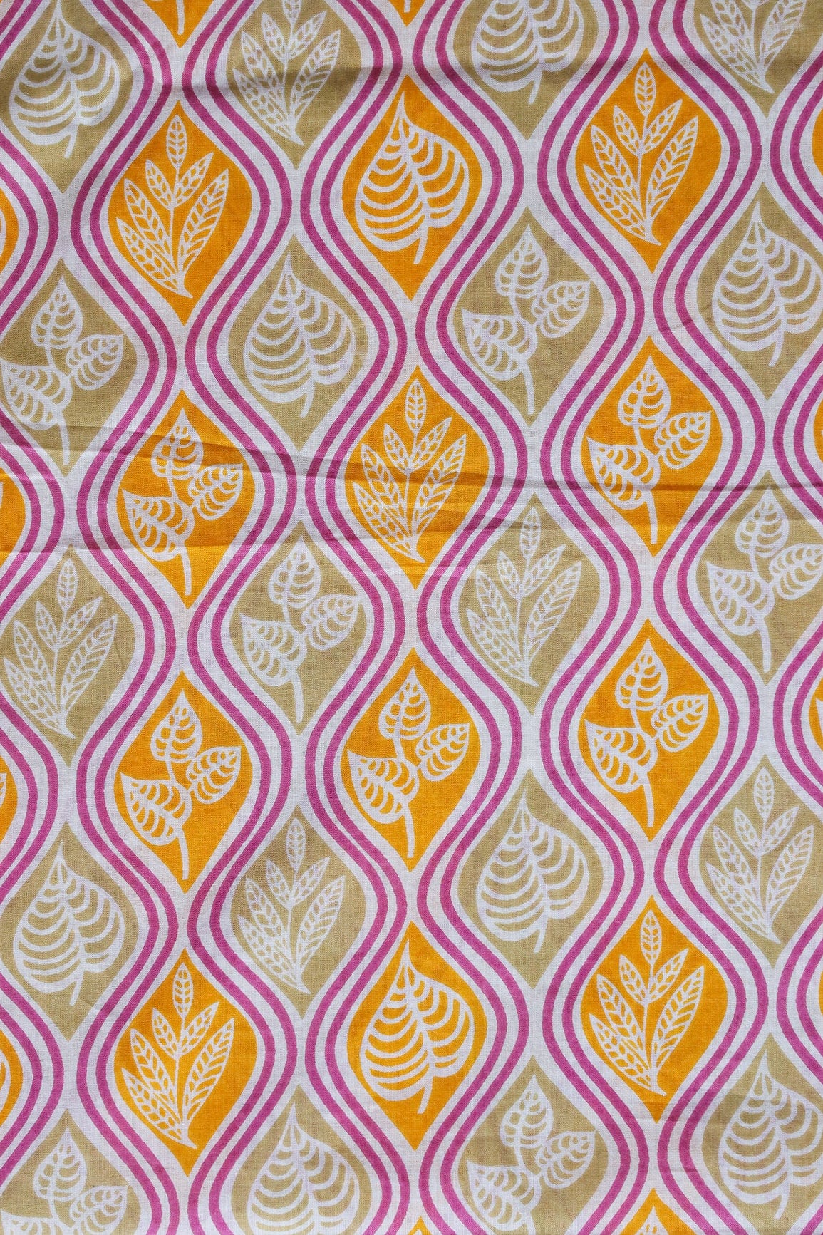 Multi Color Ogee Print On White Pure Cotton Fabric - doeraa