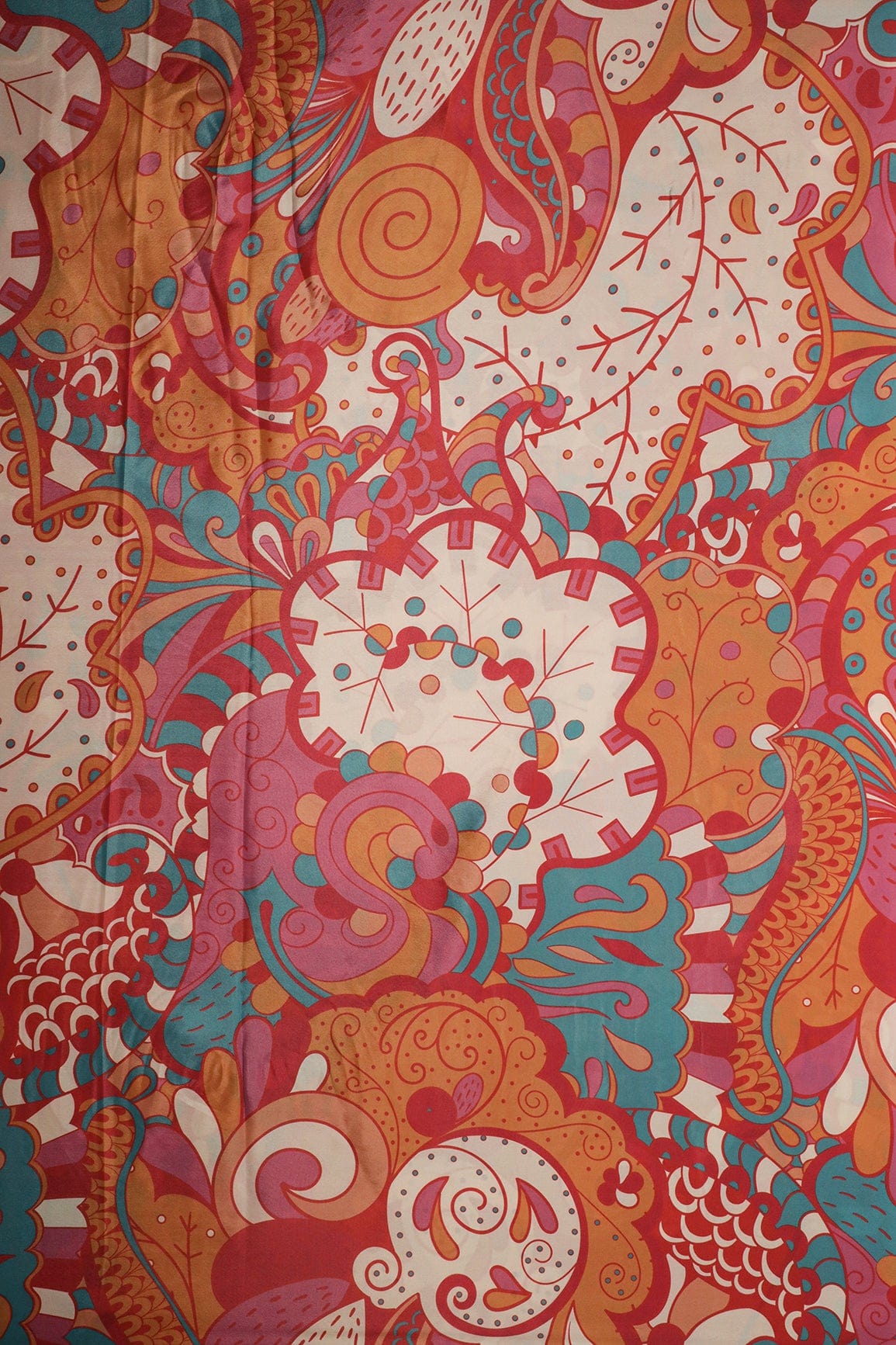 Multi Color Quirky Pattern Digital Print On Crepe Fabric - doeraa