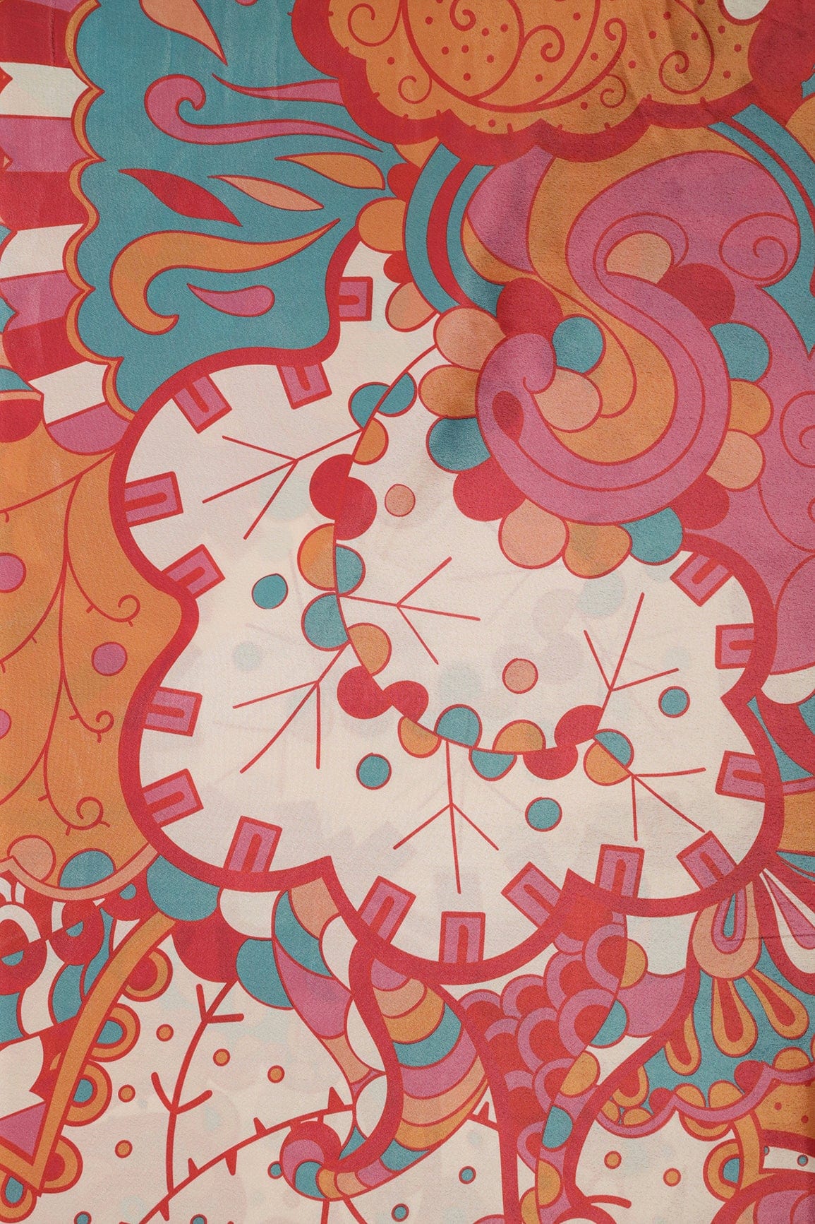 Multi Color Quirky Pattern Digital Print On Crepe Fabric - doeraa