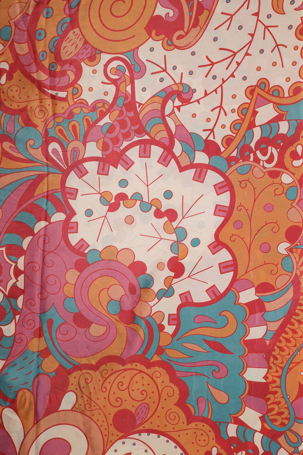 Multi Color Quirky Pattern Digital Print On Crepe Fabric - doeraa