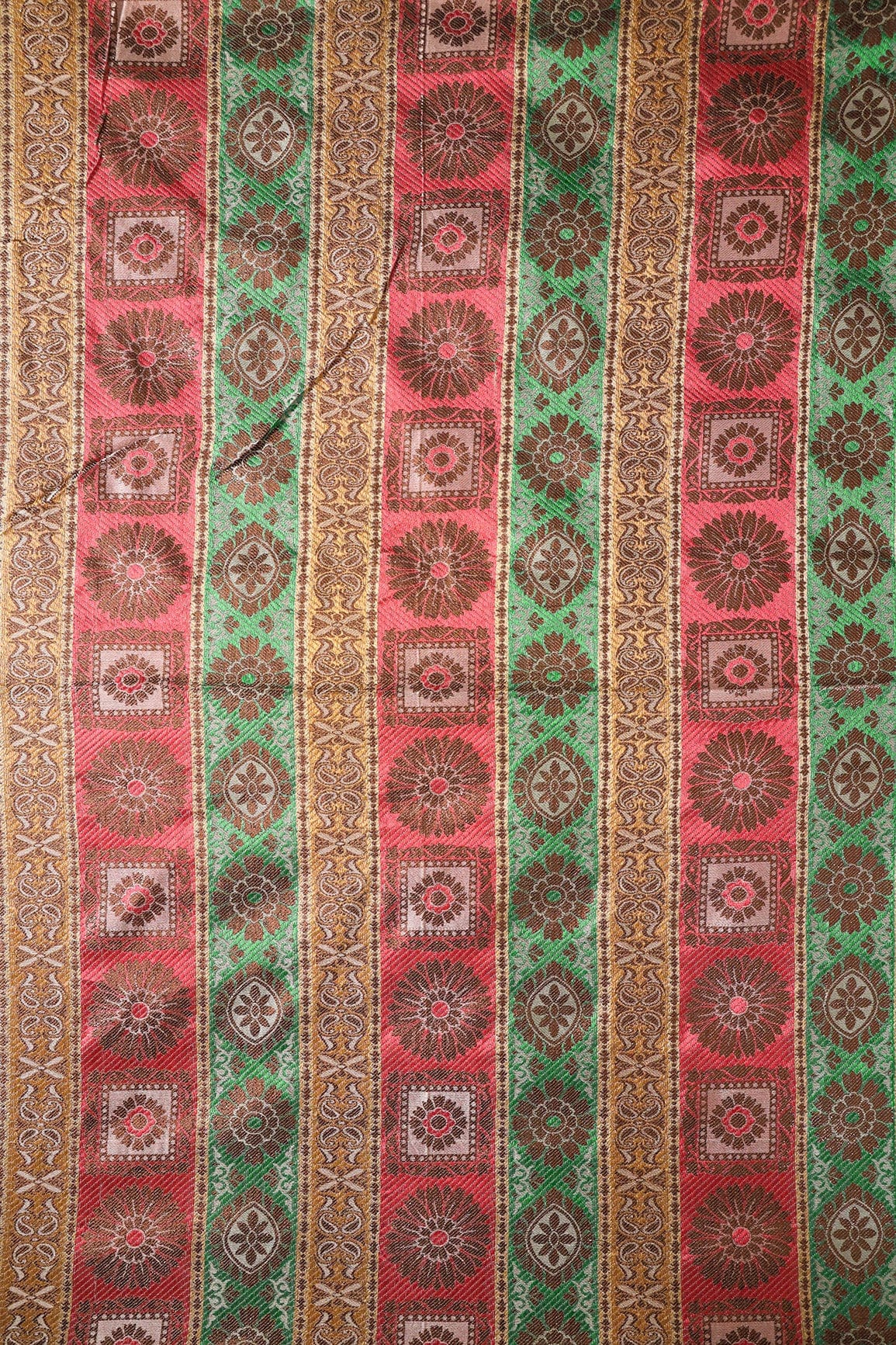 Multi Color Traditional Banarasi Zari Jacquard Fabric - doeraa