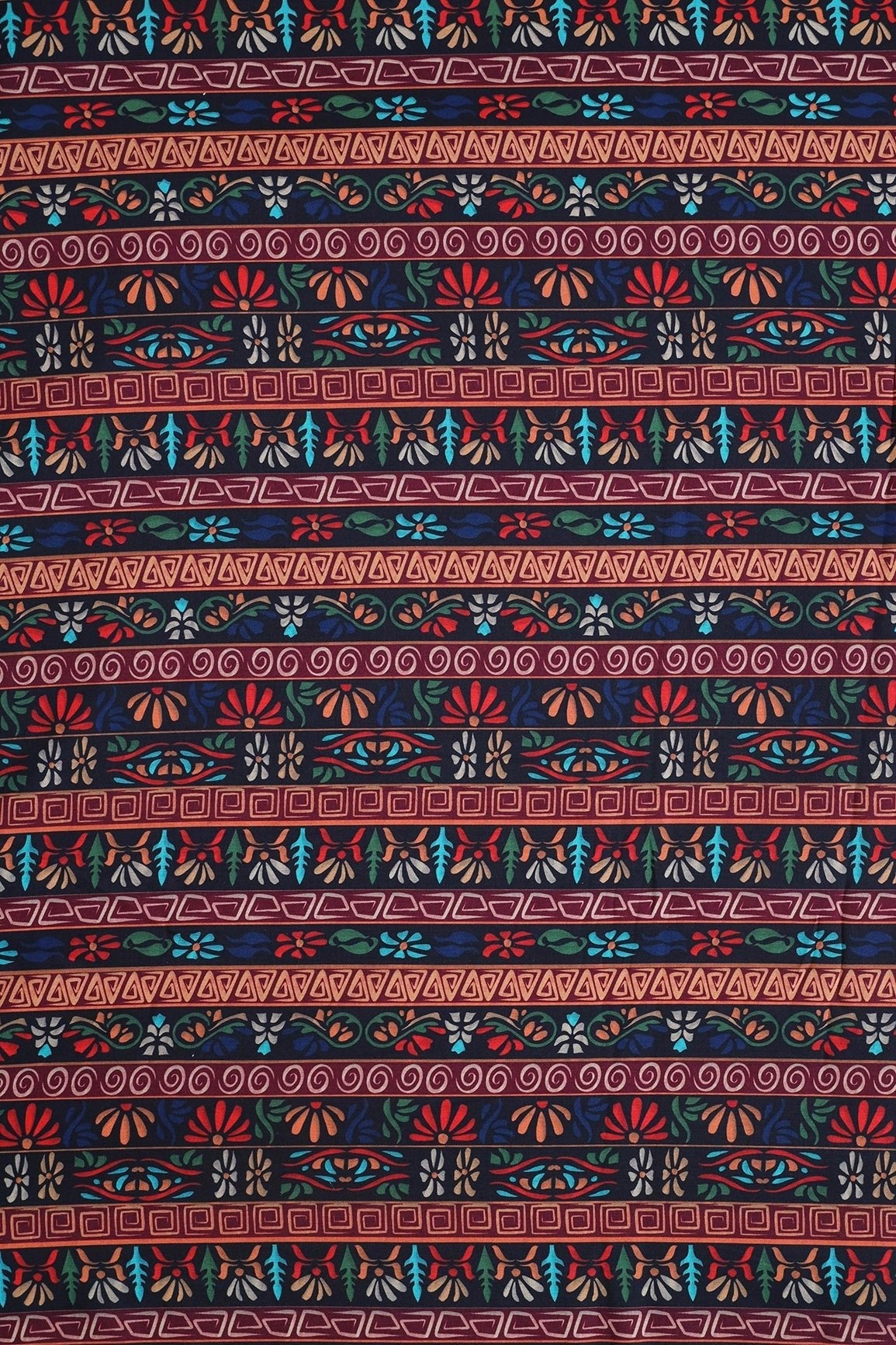 Multi Color Traditional Pattern Digital Print On Heavy Multi Polyester Fabric - doeraa