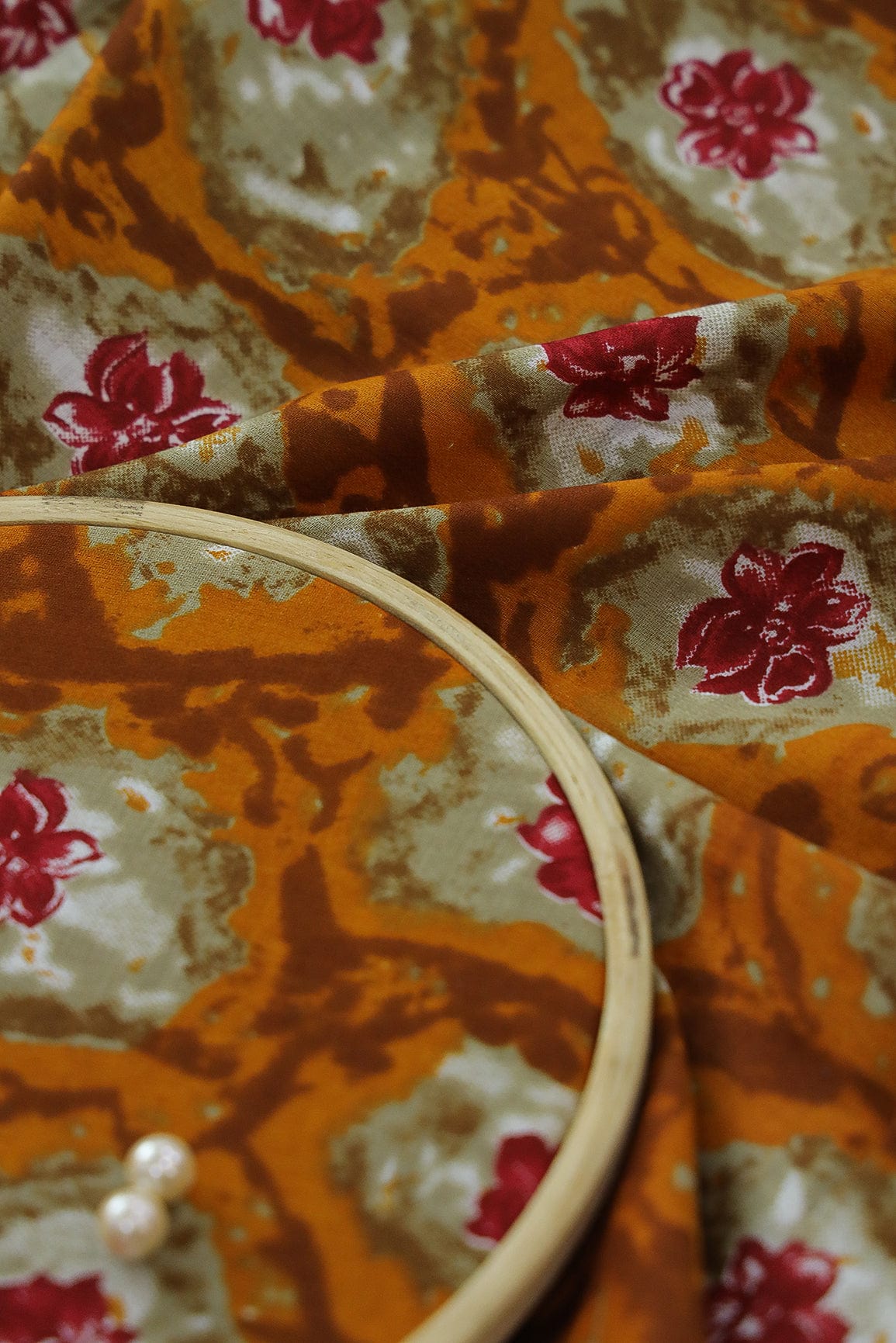 Multi Colour Floral Digital Print on Rayon Fabric - doeraa
