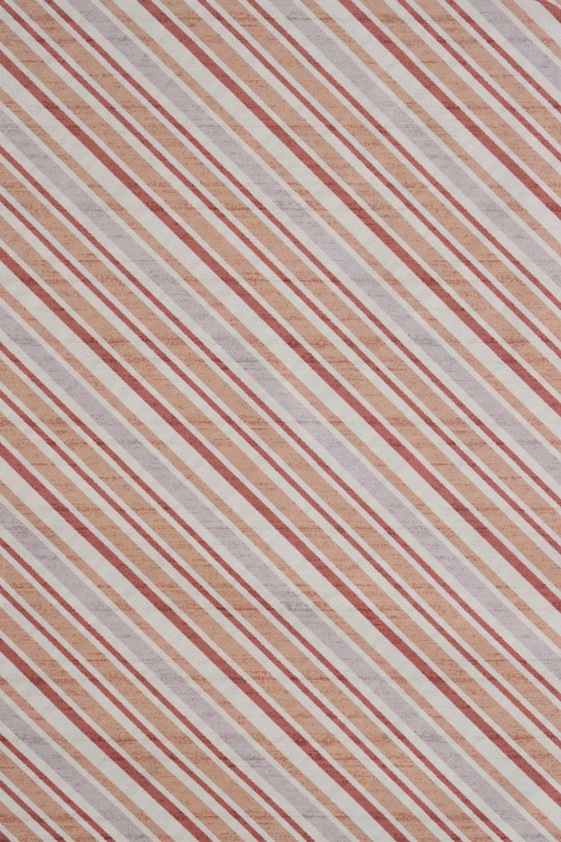 Multicolor Stripes Pattern Digital Print On Cream French Crepe Fabric - doeraa