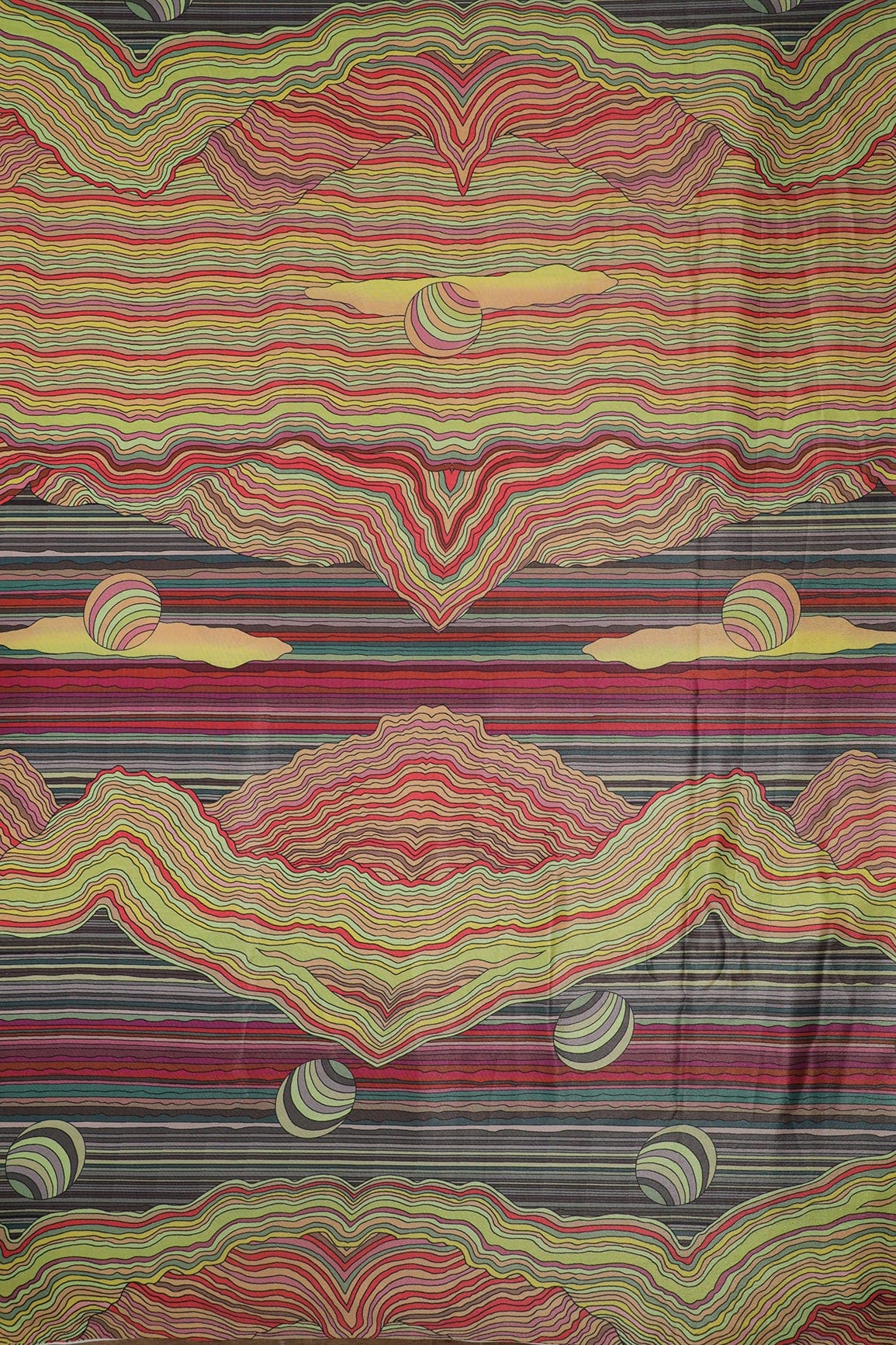 Multicolour Abstract Digital Print On Crepe Fabric - doeraa