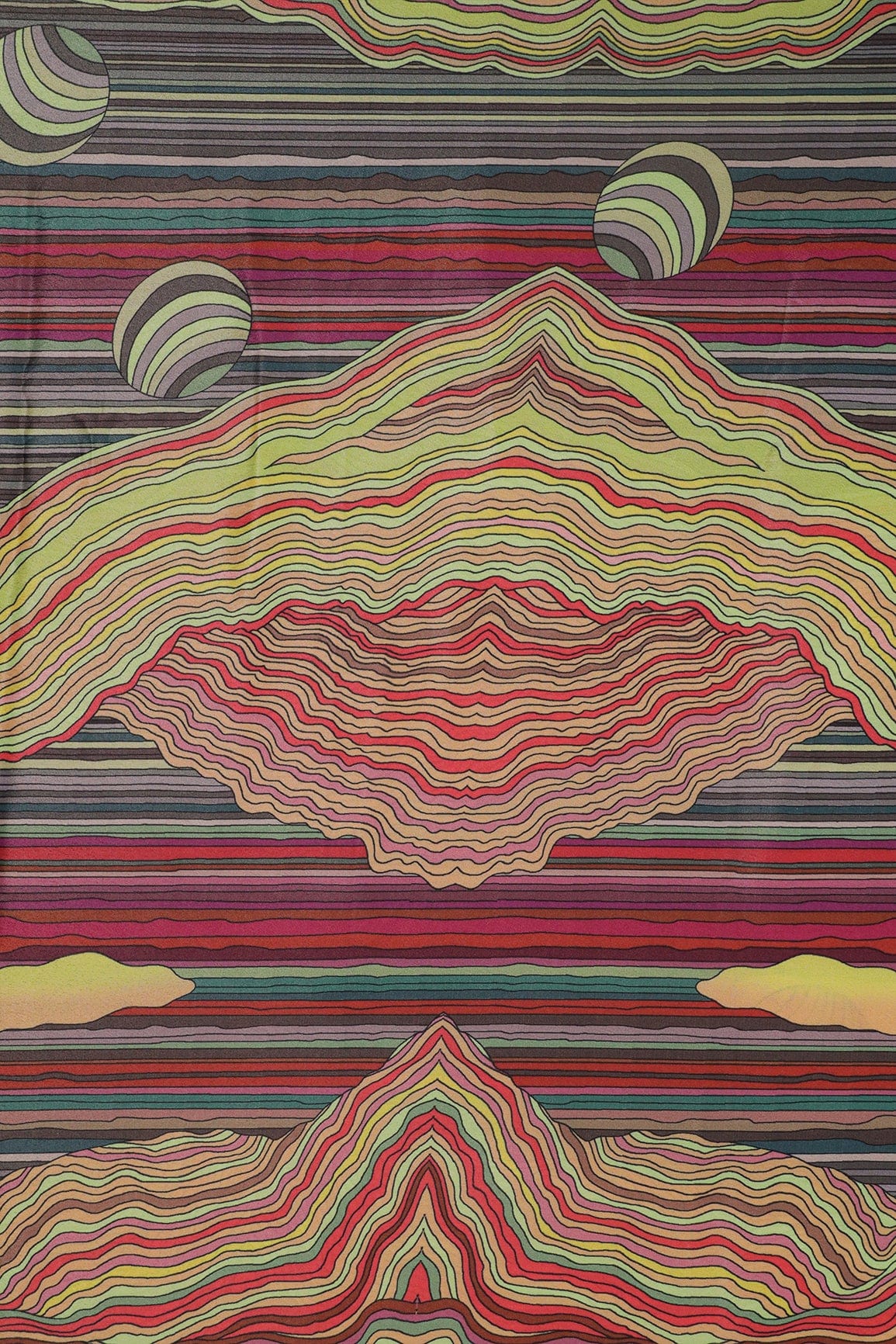 Multicolour Abstract Digital Print On Crepe Fabric - doeraa