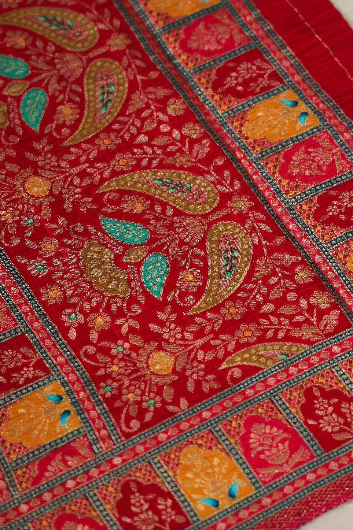 Mustard Pure Viscose Dola Silk Jacquard Print Dupatta - doeraa