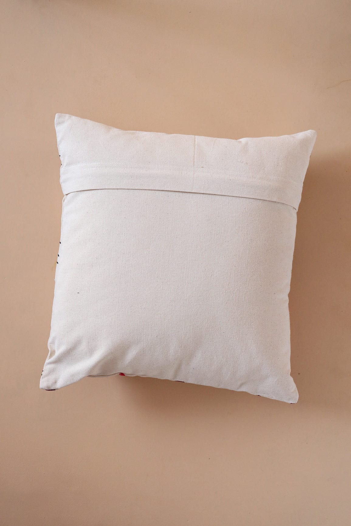 Natural Birds Embroidery on off white cotton Cushion Cover (16*16 inches) - doeraa
