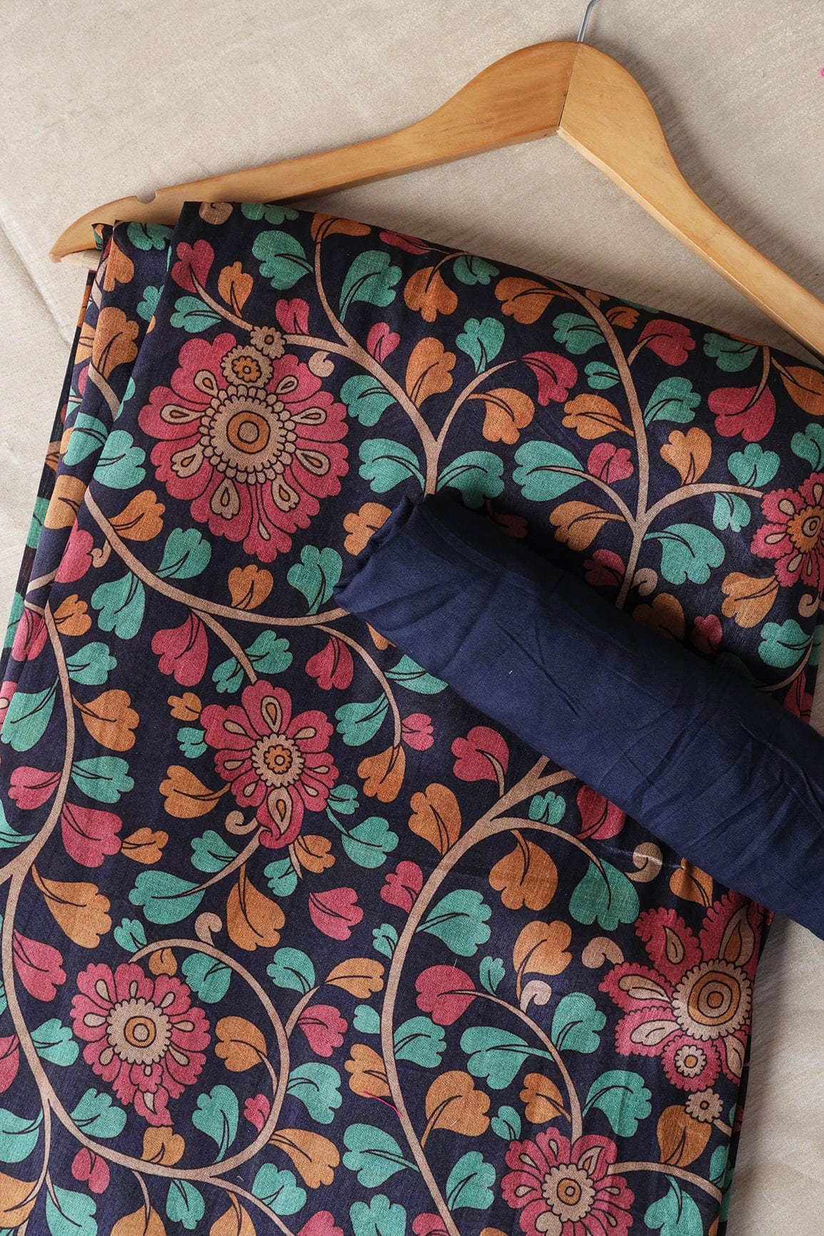 Navy Blue Saree set (2 Piece) - doeraa