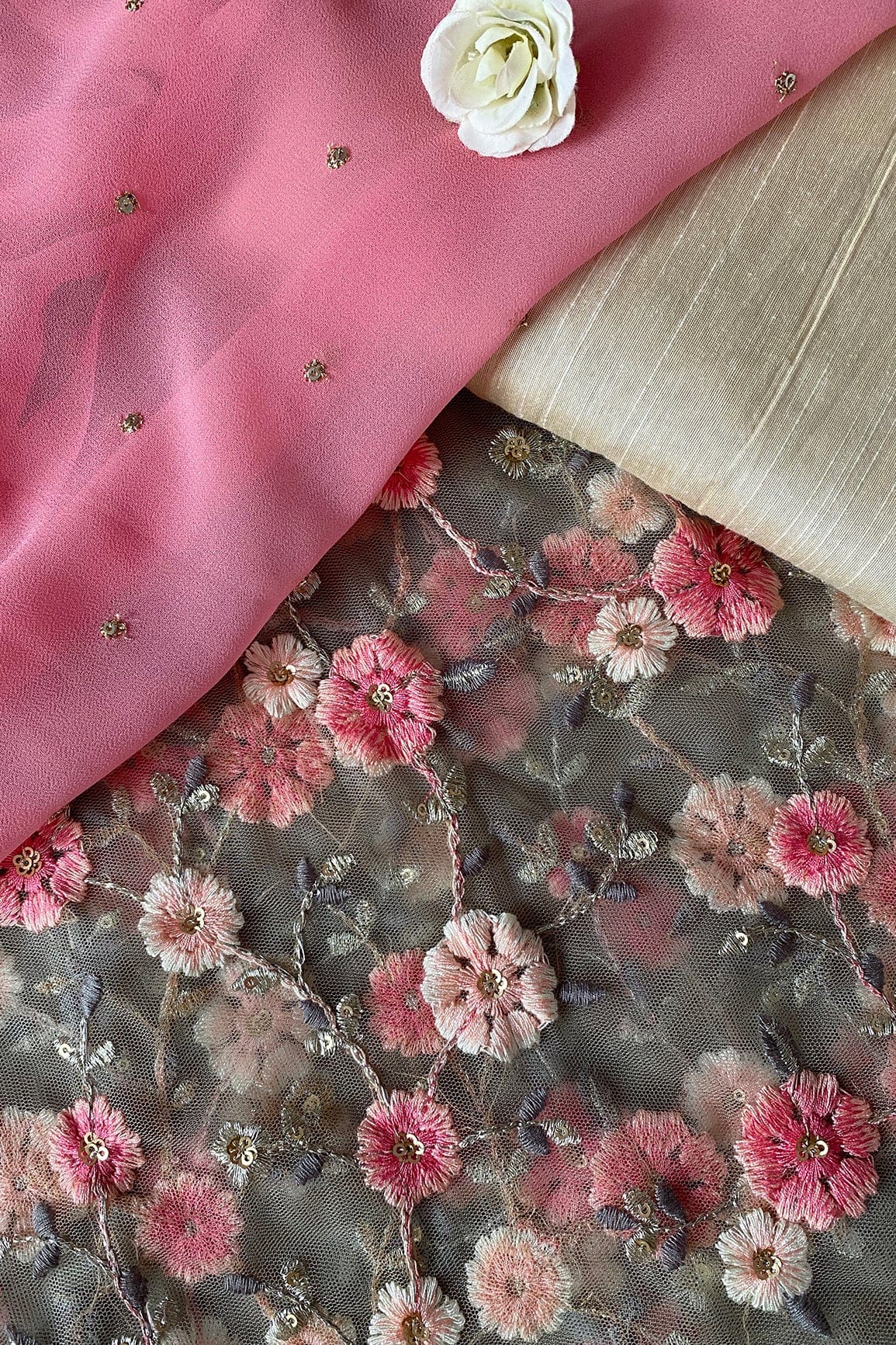 Olive And Pink Unstitched Suit (3 Piece) - doeraa