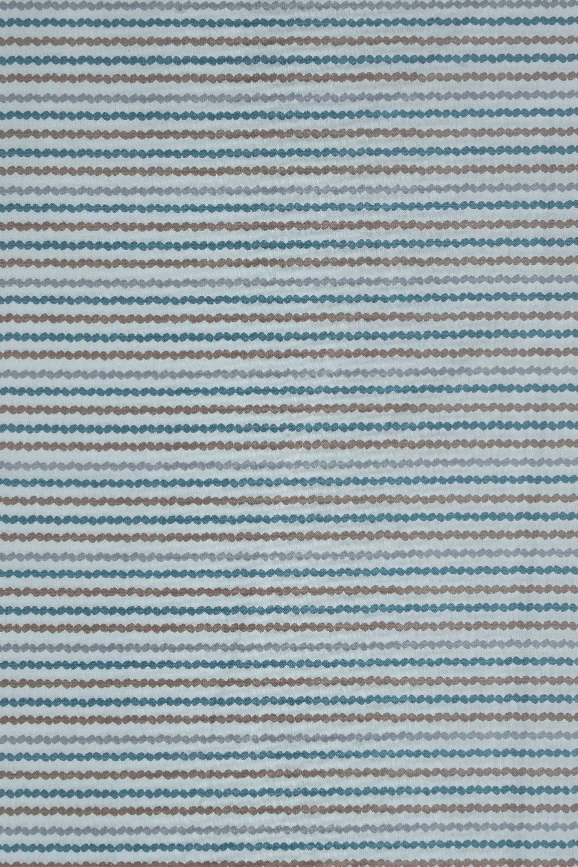 Pastel Blue And Brown Stripes Print On Viscose Chanderi Silk Fabric - doeraa