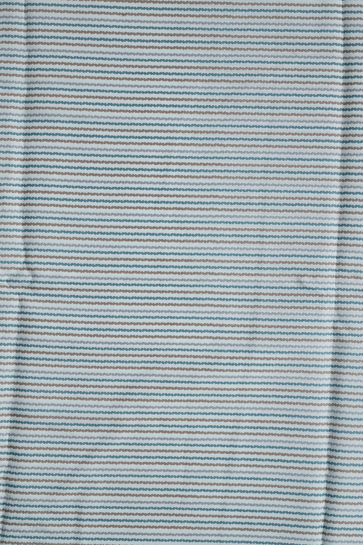 Pastel Blue And Brown Stripes Print On Viscose Chanderi Silk Fabric - doeraa