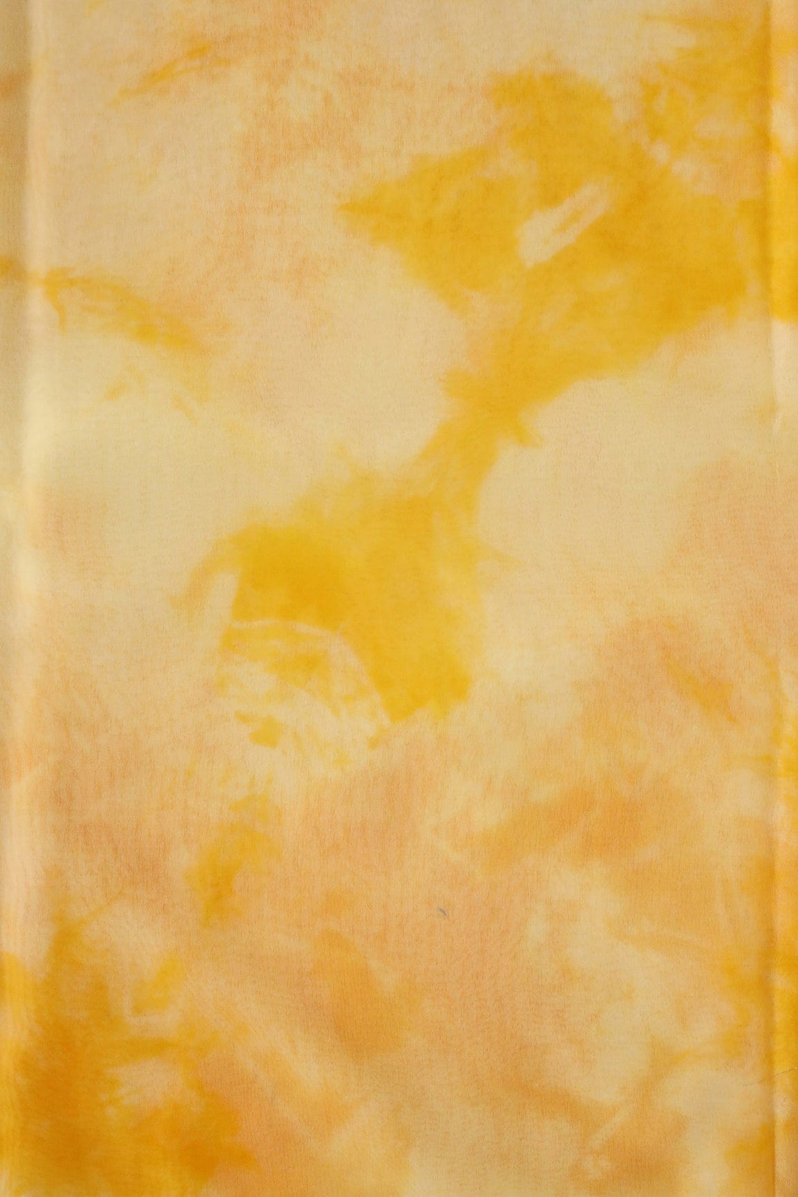 Pastel Yellow Tie & Dye Shibori Print On Organza Fabric - doeraa