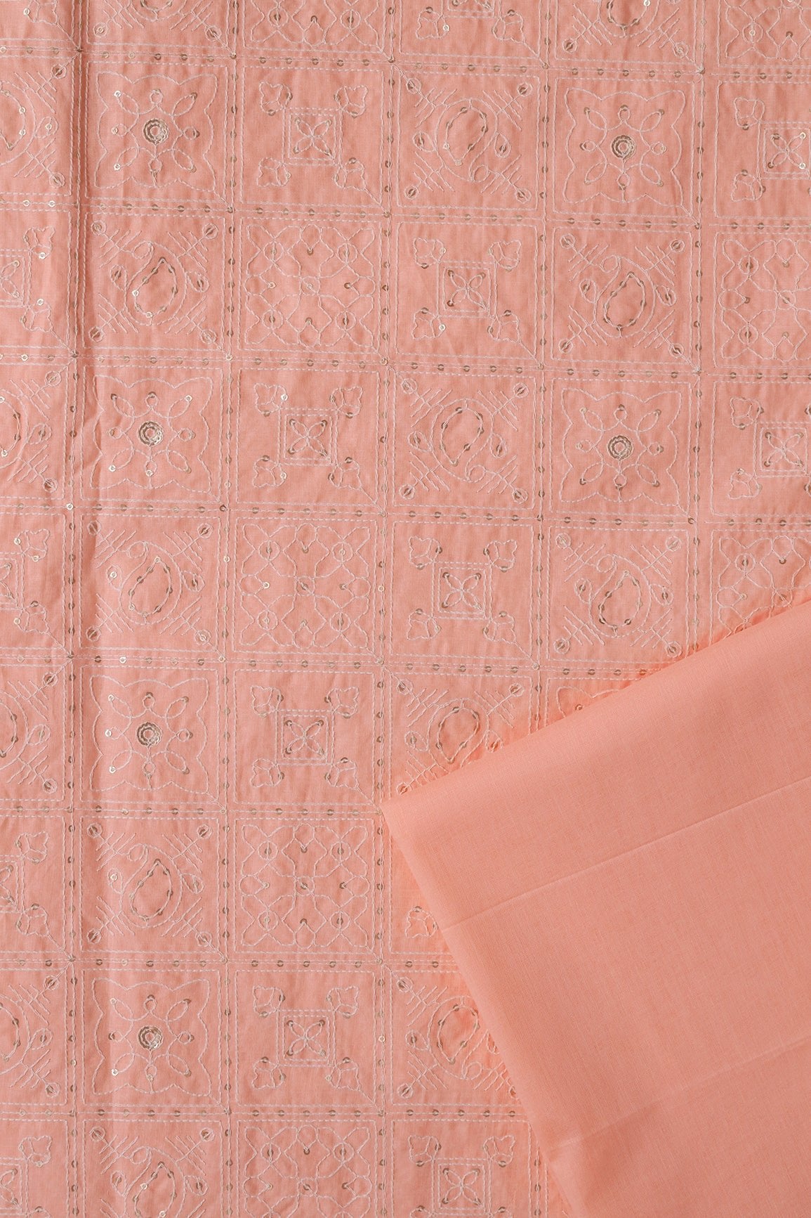 Peach Organic Cotton Unstitched Suit Set (2 Piece) - doeraa