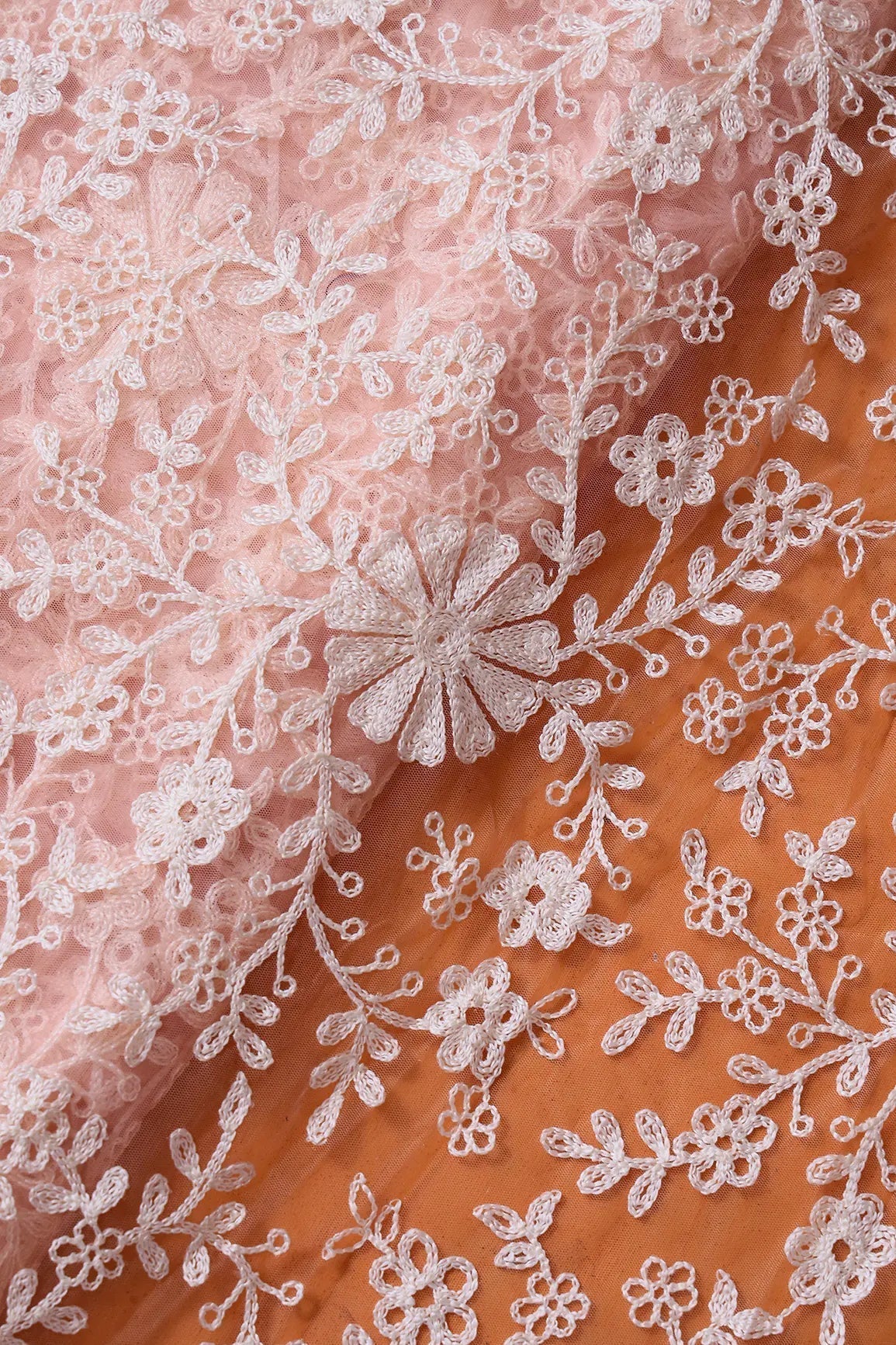 Pink And White Unstitched Lehenga Set Fabric (3 Piece) - doeraa