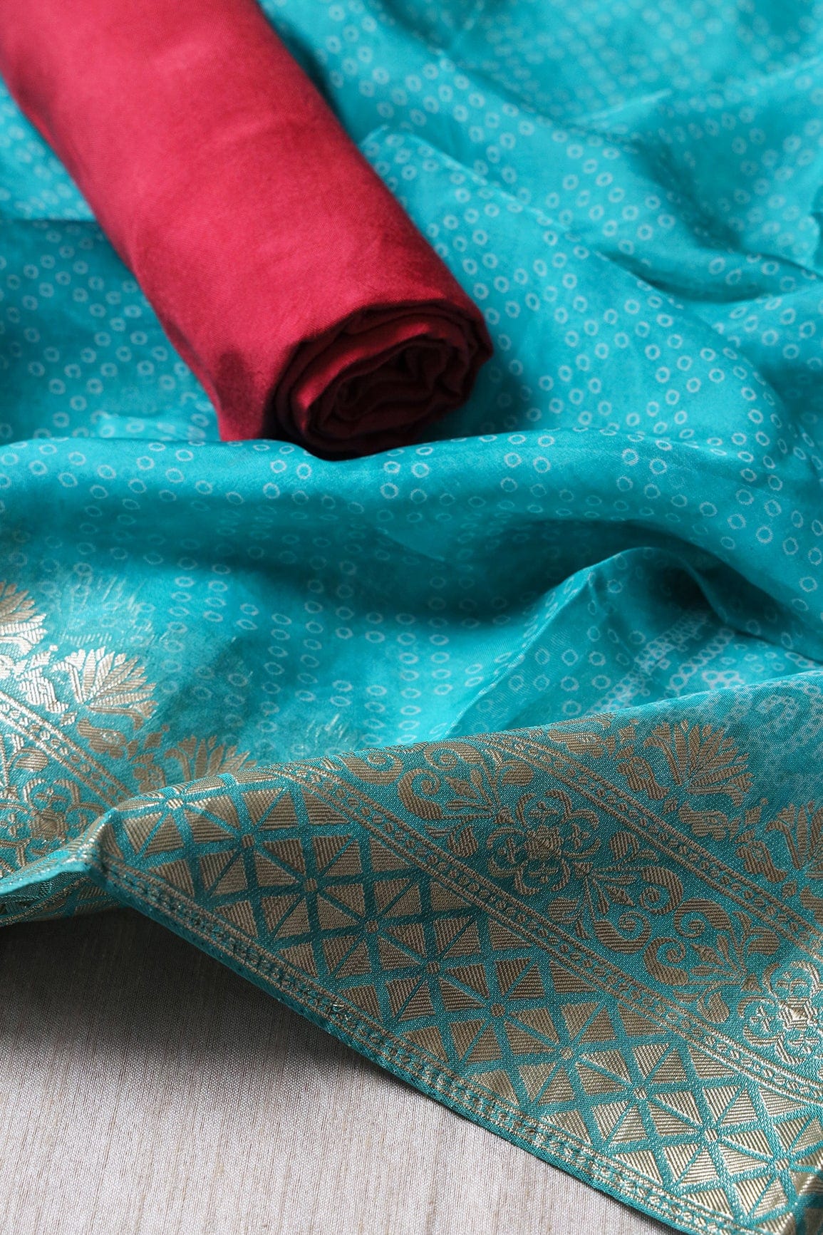 Pink Semi Stitched Pure Organza Suit Set (3 piece) - doeraa