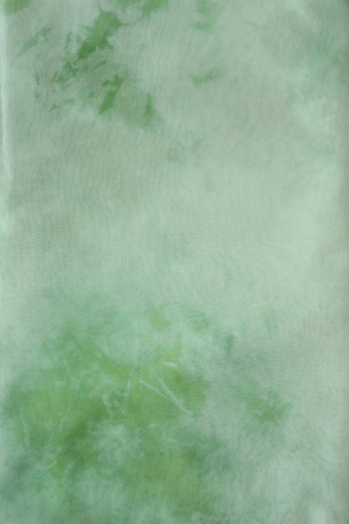 Pista Green Tie & Dye Shibori Print On Organza Fabric - doeraa