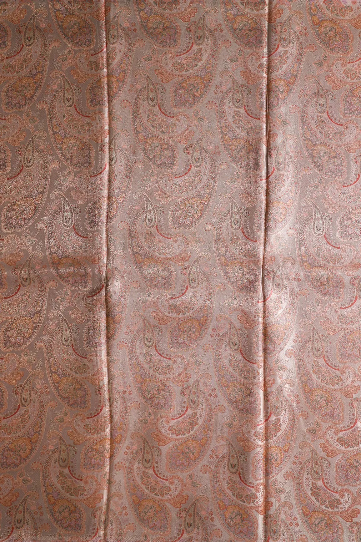 Positional Floral Print On Lilac Viscose Dola Satin Silk Jacquard Fabric - doeraa
