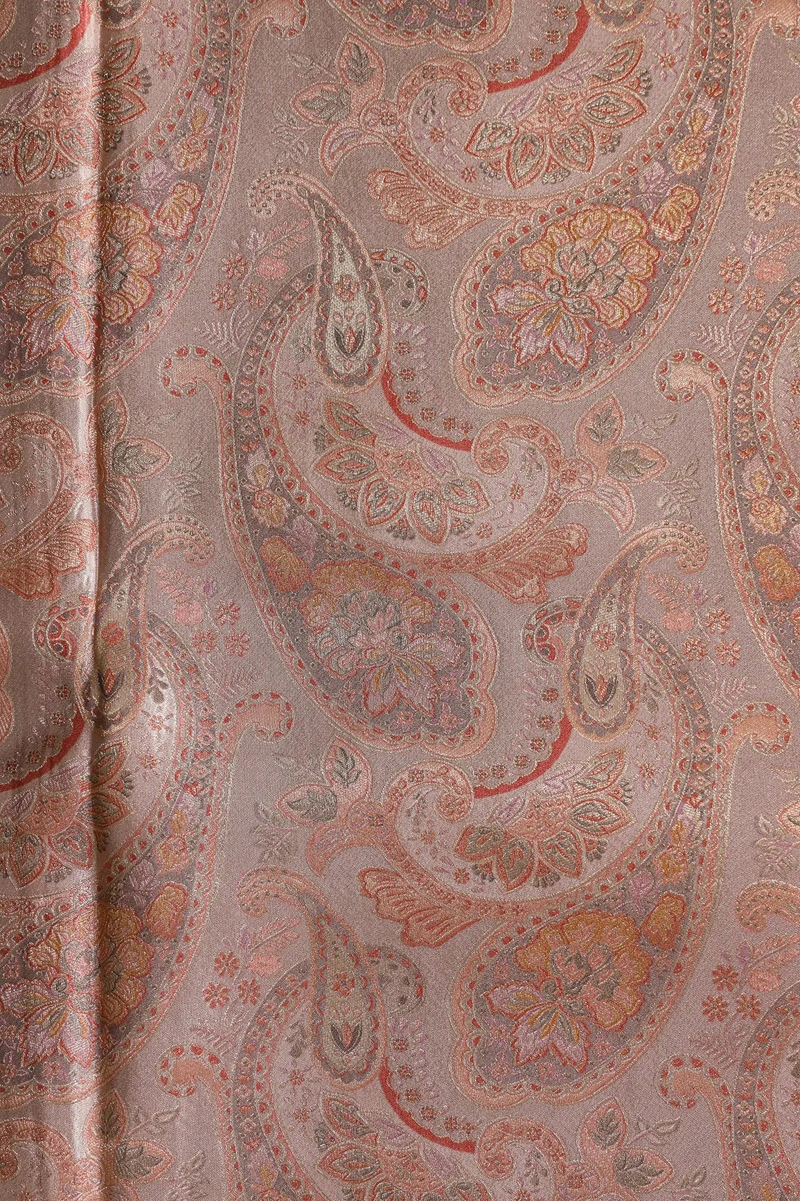 Positional Floral Print On Lilac Viscose Dola Satin Silk Jacquard Fabric - doeraa